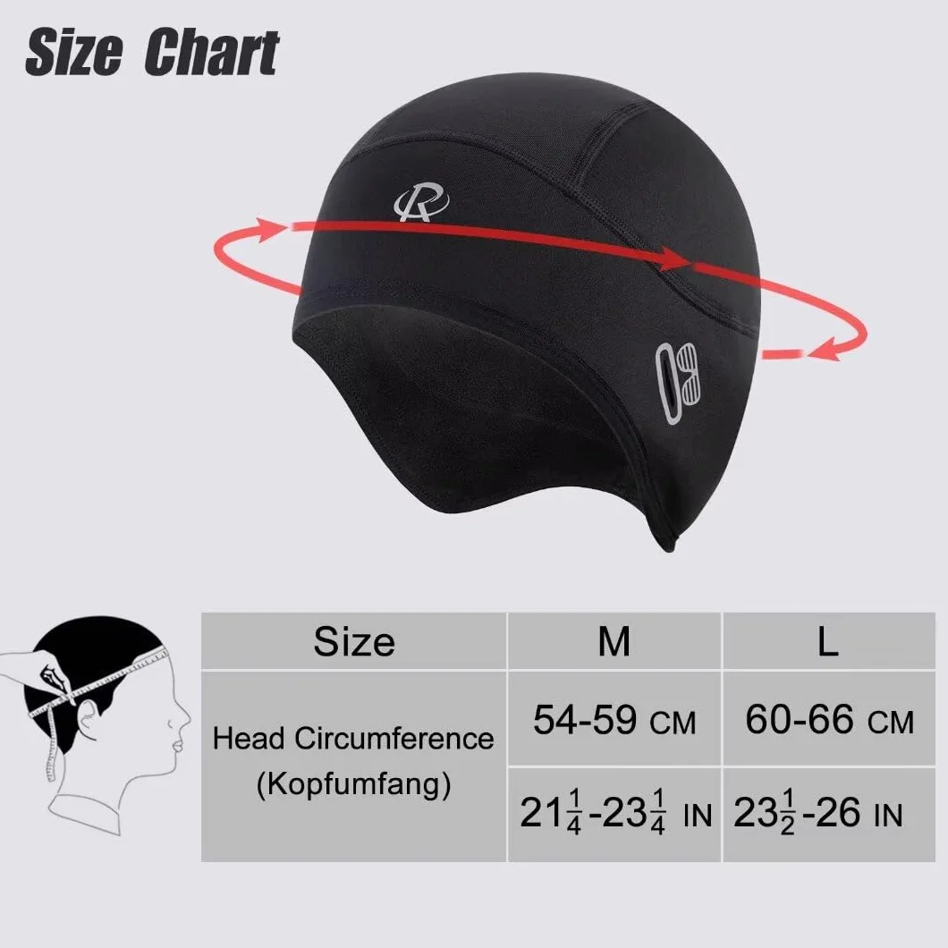 ROTTO Czapka rowerowa z czaszką, wkładka do kasku z polarem, z osłonami na uszy i przegródkami na okulary, do jazdy na rowerze, motocyklu