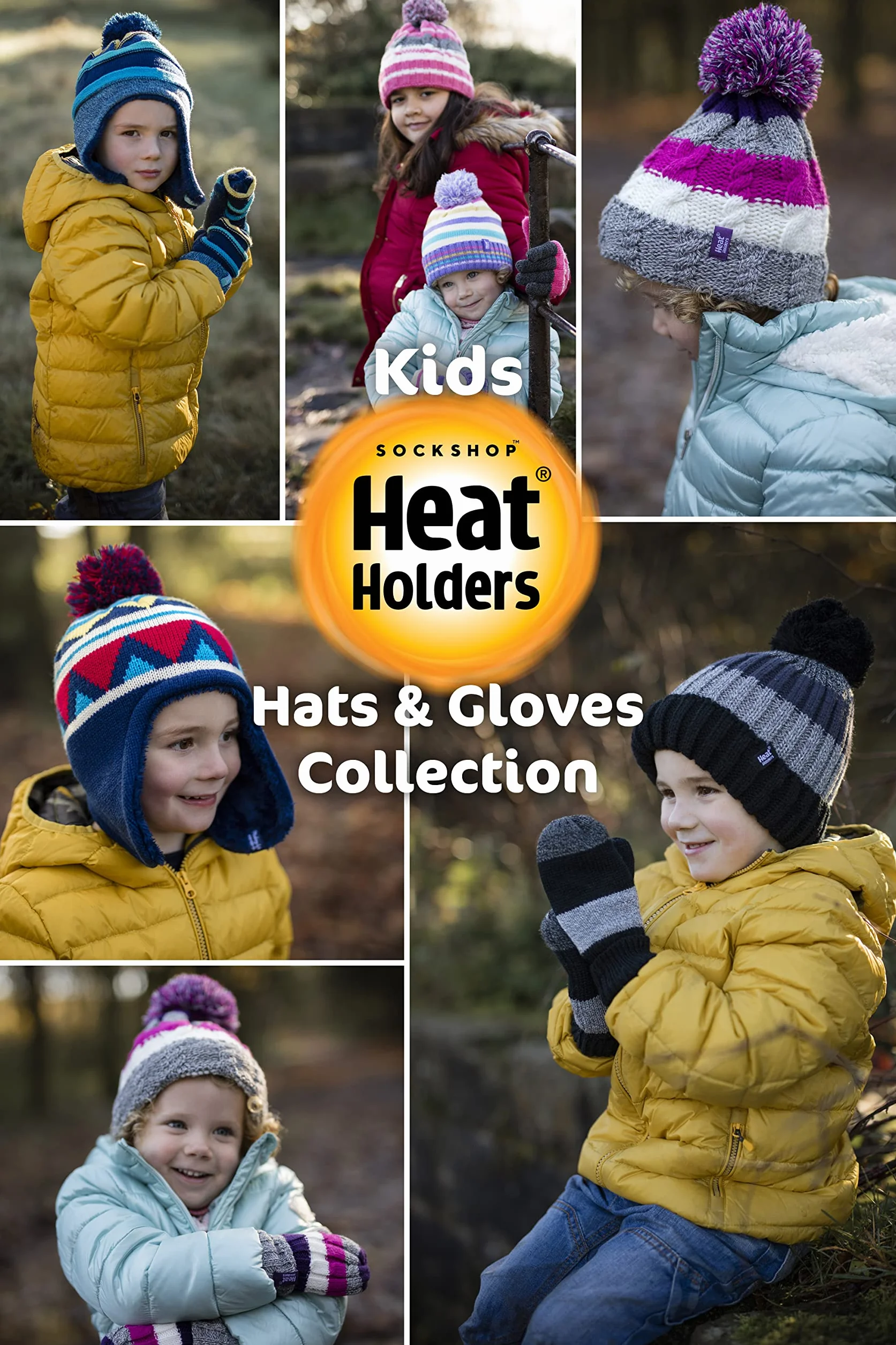 Heat Holders - Dziewczęca czapka i rękawiczki z pomponem z izolacją termiczną | Kolorowe pastelowe style