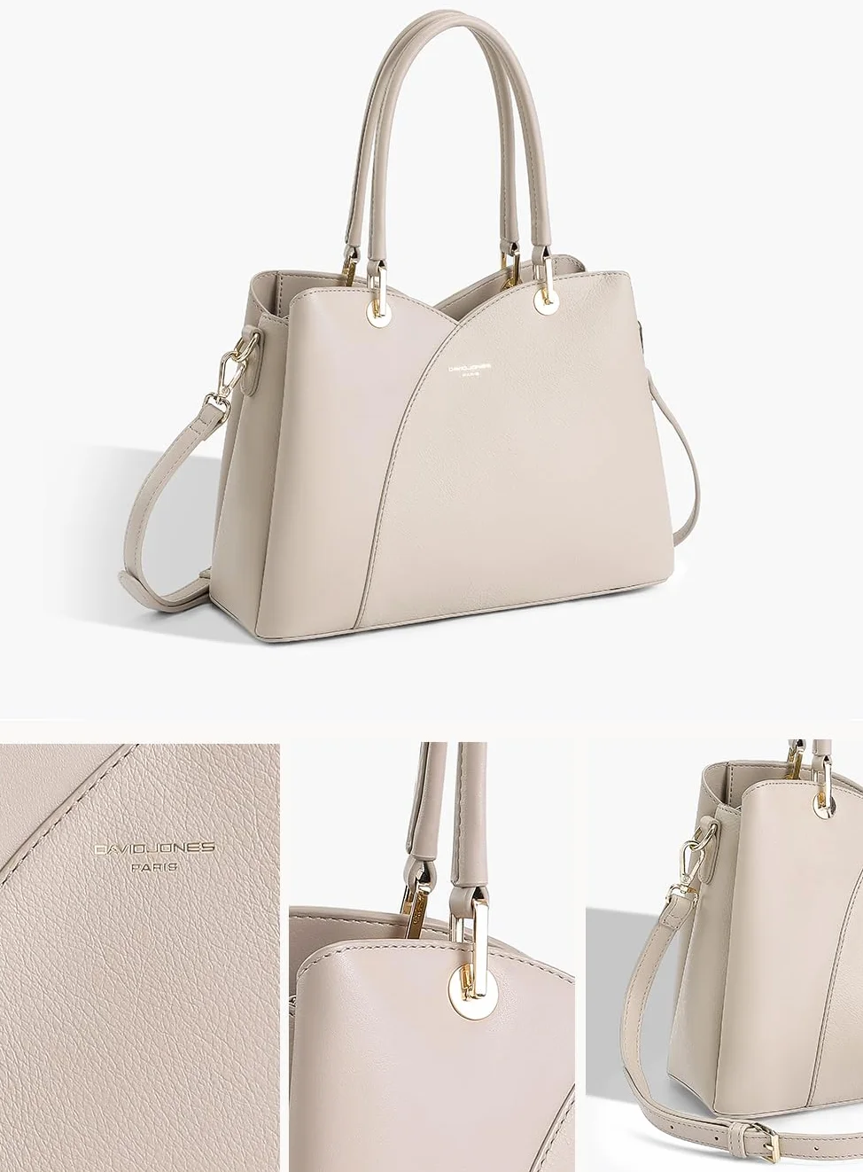 David Jones - Torebka damska - Torba na ramię ze skóry PU na ramię - 3 przegródki z wieloma kieszeniami - Tote City Work elegancka klasyczna szykowna moda średni rozmiar
