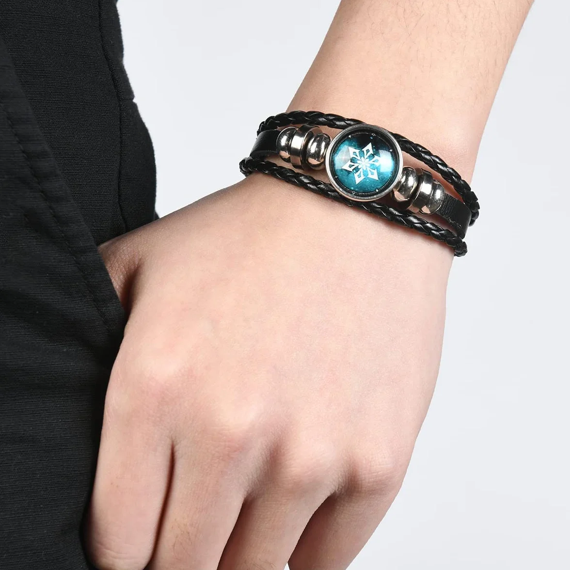 Aucuu Genshin Impact bransoletka unisex, peryferyjny element gry, regulowana, świecąca bransoletka, bransoletka do zabawy, prezent (1 bransoletka + 7 sztuk zapasowych koralików)