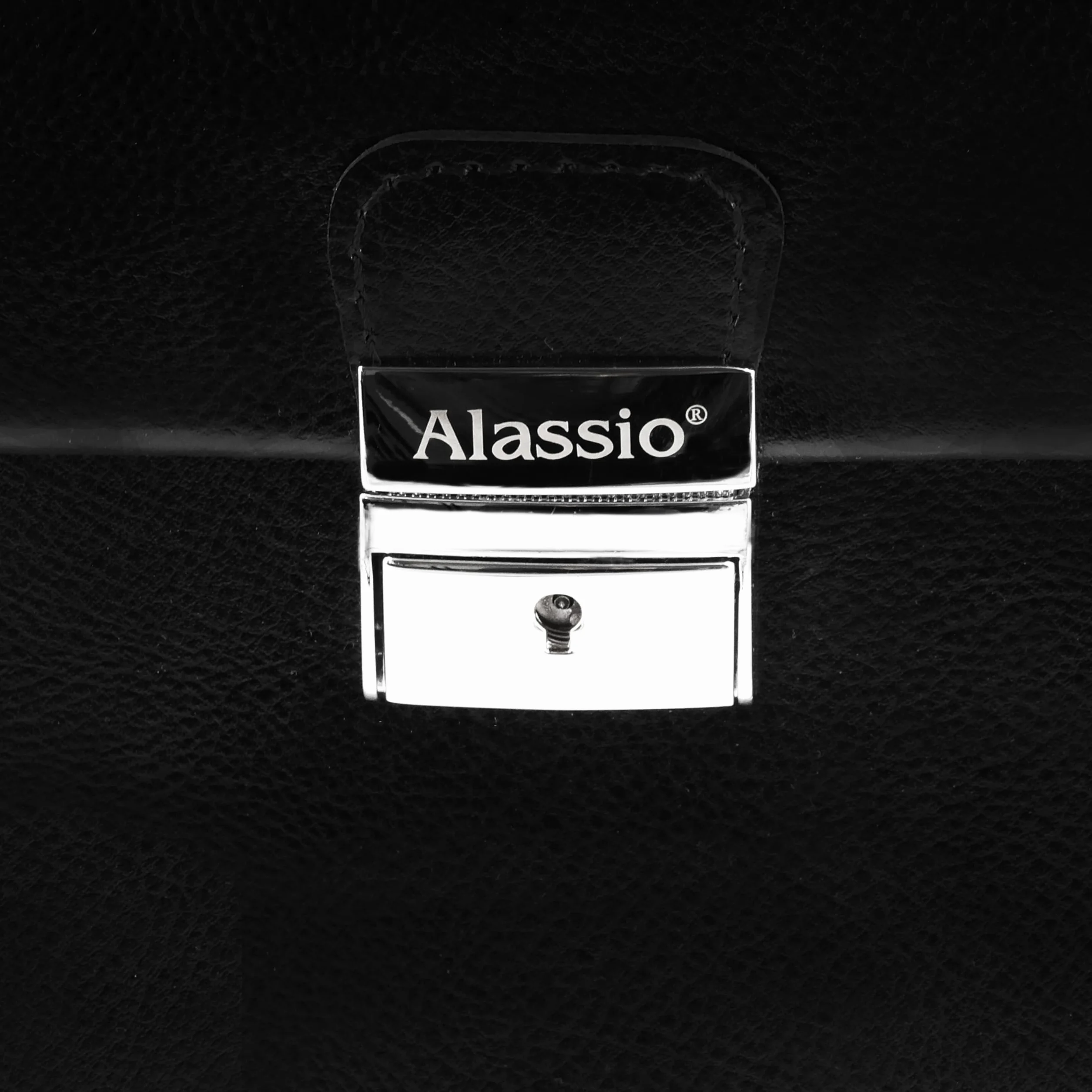 Alassio 45057 - kuferek na piloty VERONA, z wysokiej jakości skóry, ok. 49 x 35 x 24 cm, czarny