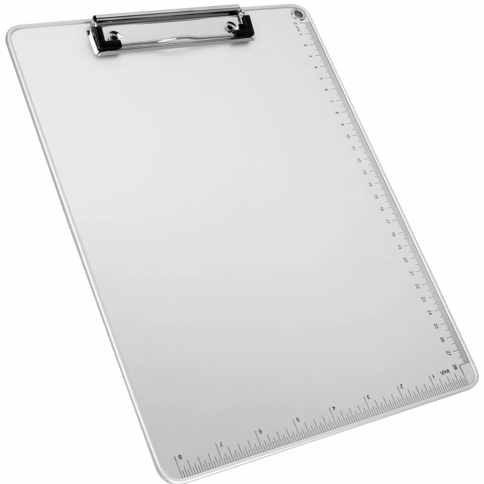 Metalowe schowki, wytrzymała podkładka do pisania z płyty pilśniowej, aluminiowy schowek z przewodnikiem pomiarowym, wiszący metaliczny srebrny uchwyt na dokumenty do pisania, do biura, szkoły (A4)