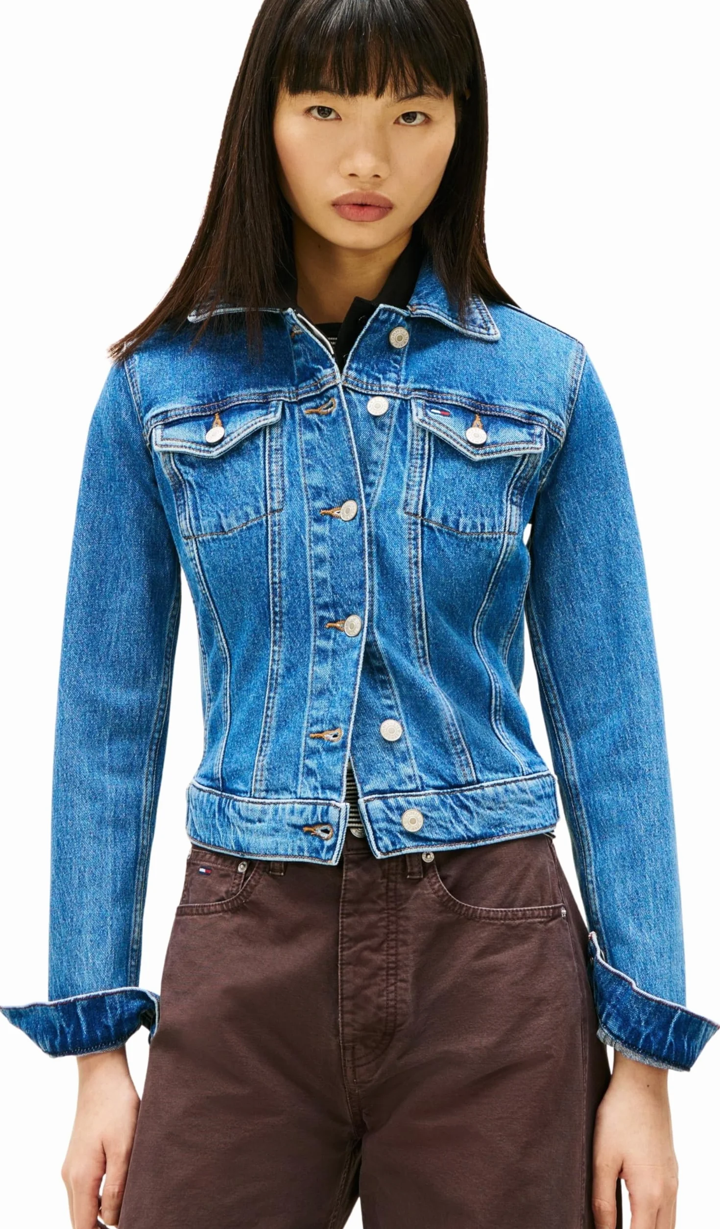 Tommy Jeans Damska kurtka VIVIANNE SKN CI8132 EXT DW0DW22489 Trucker Jacket, dżinsowa (Denim Medium), XXS, Dżins (Denim Medium), XXS