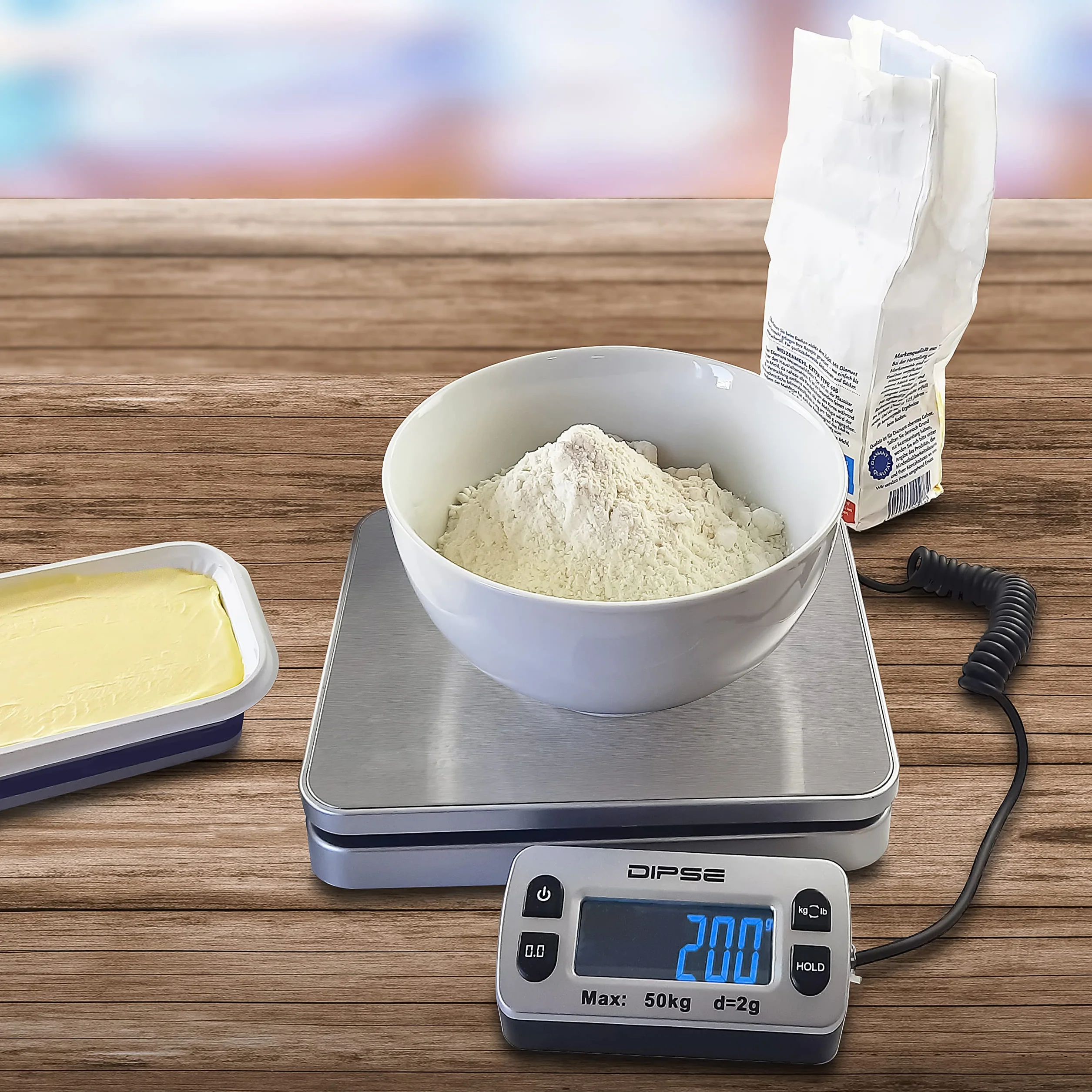 DIPSE Parcel Mini waga do pakowania z wyświetlaczem zewnętrznym i dużą wagą, 50 kg x 0,002 kg