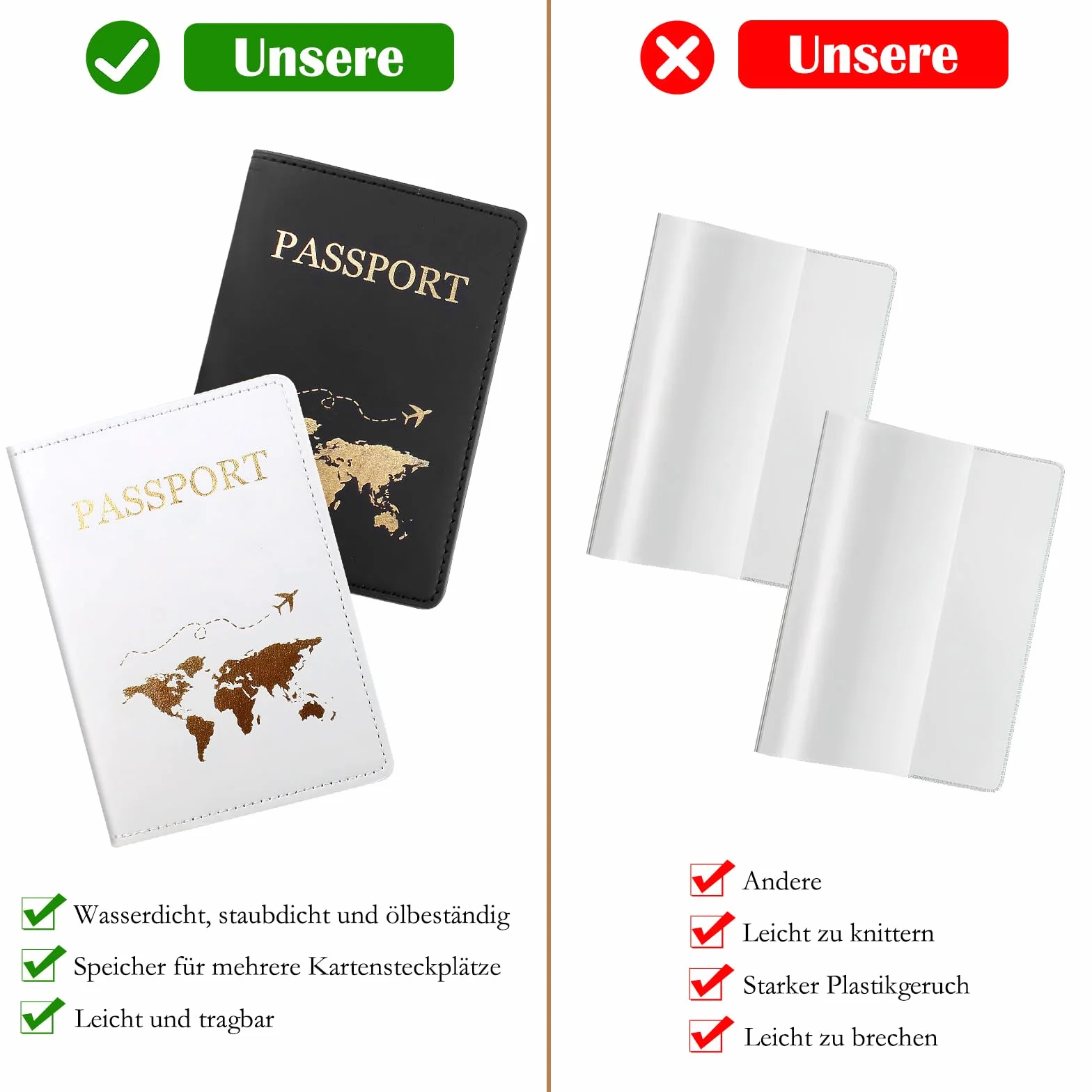DAWRIS 2 sztuki etui na paszport, etui na paszport z personalizacją, etui na paszport z skóry PU, etui na dokumenty podróżne, etui na wizytówkę, etui na karty kredytowe, etui na dokumenty