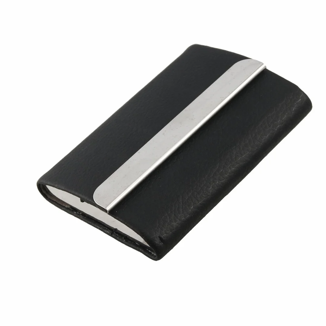 Ruilogod Czarny Magnetyczny klapa zamykająca Credit Business Card Holder Case