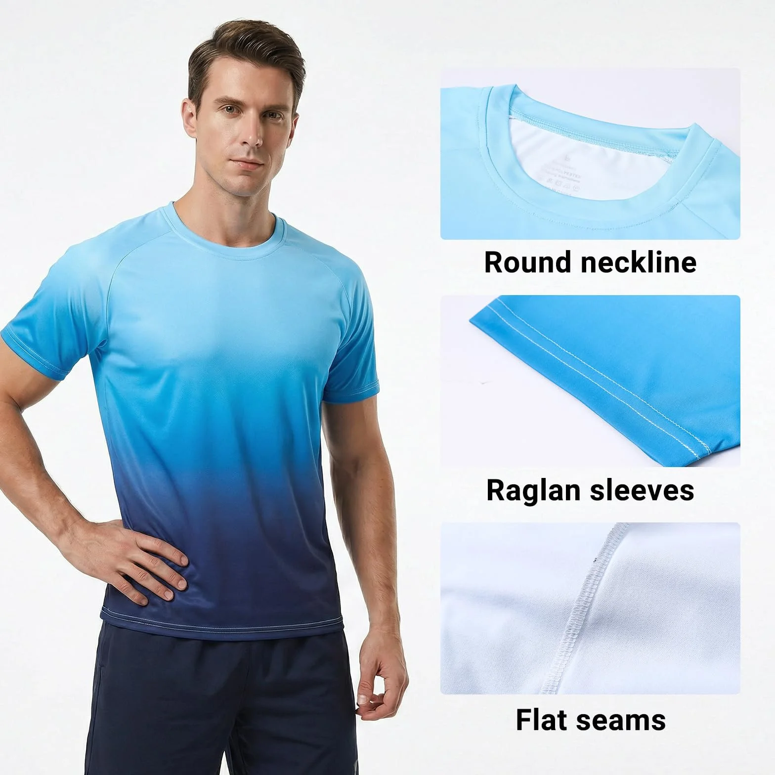 Cimic 3-pak Rashguard UV Koszula męska UPF 50+ UV Swim Tshirt Ochrona przed słońcem Oddychająca, szybkoschnąca, do surfowania na świeżym powietrzu do biegania