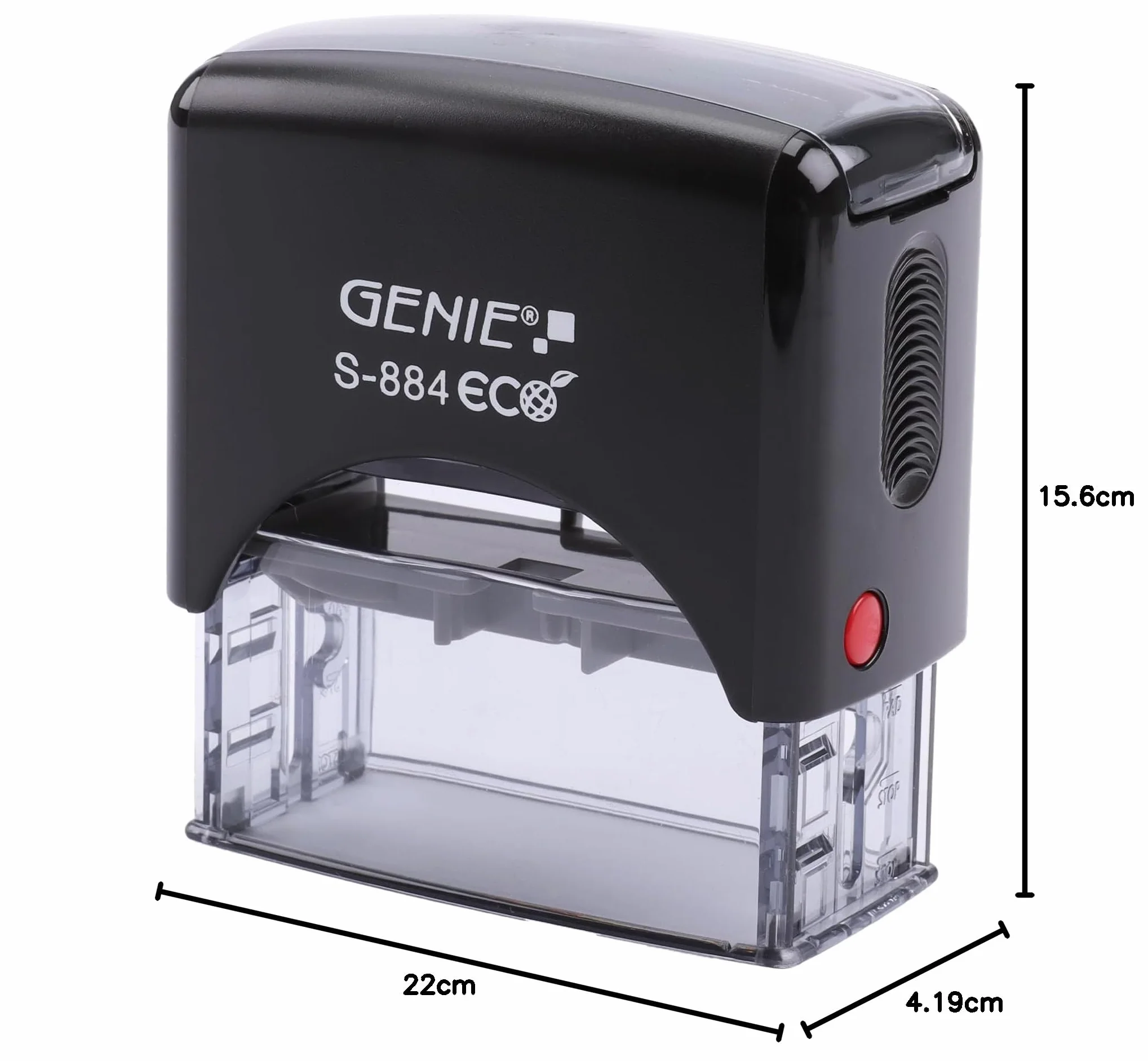 Genie S-884 Zestaw Stempli Samotuszujących (Do 5 Linii, Własny Projekt, w Tym Akcesoria, Poduszka Do Tuszu) Czarny / Srebrny