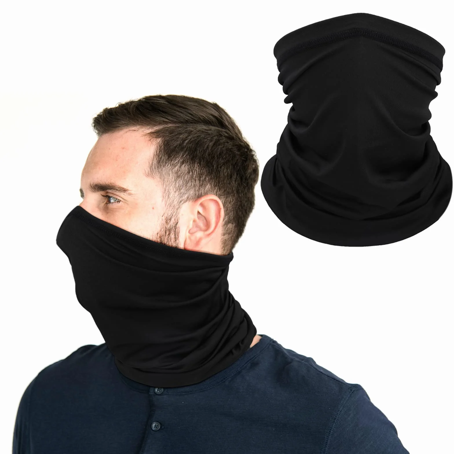 WLLHYF Bandana Mankiety na szyję Wielofunkcyjne nakrycie głowy Nakrycie twarzy do jogi Bieganie Wędrówka Jazda na rowerze Elastyczny Szalik Komin Unisex Opaska na czoło Odporna na promieniowanie UV Ochrona twarzy, czarny, jeden rozmiar