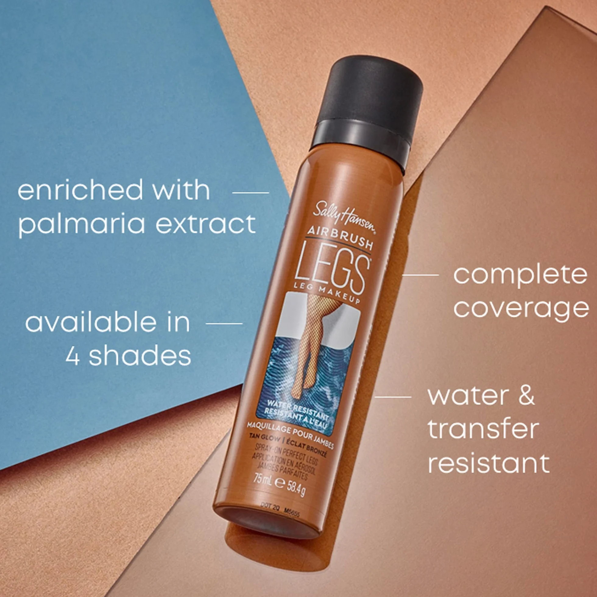 Sally Hansen AirbruSally Hansen Legs wodoodporne rajstopy w sprayu maskujące niedoskonałości, formuła wzbogacona o algi czerwone, nr 2 – Medium Glow