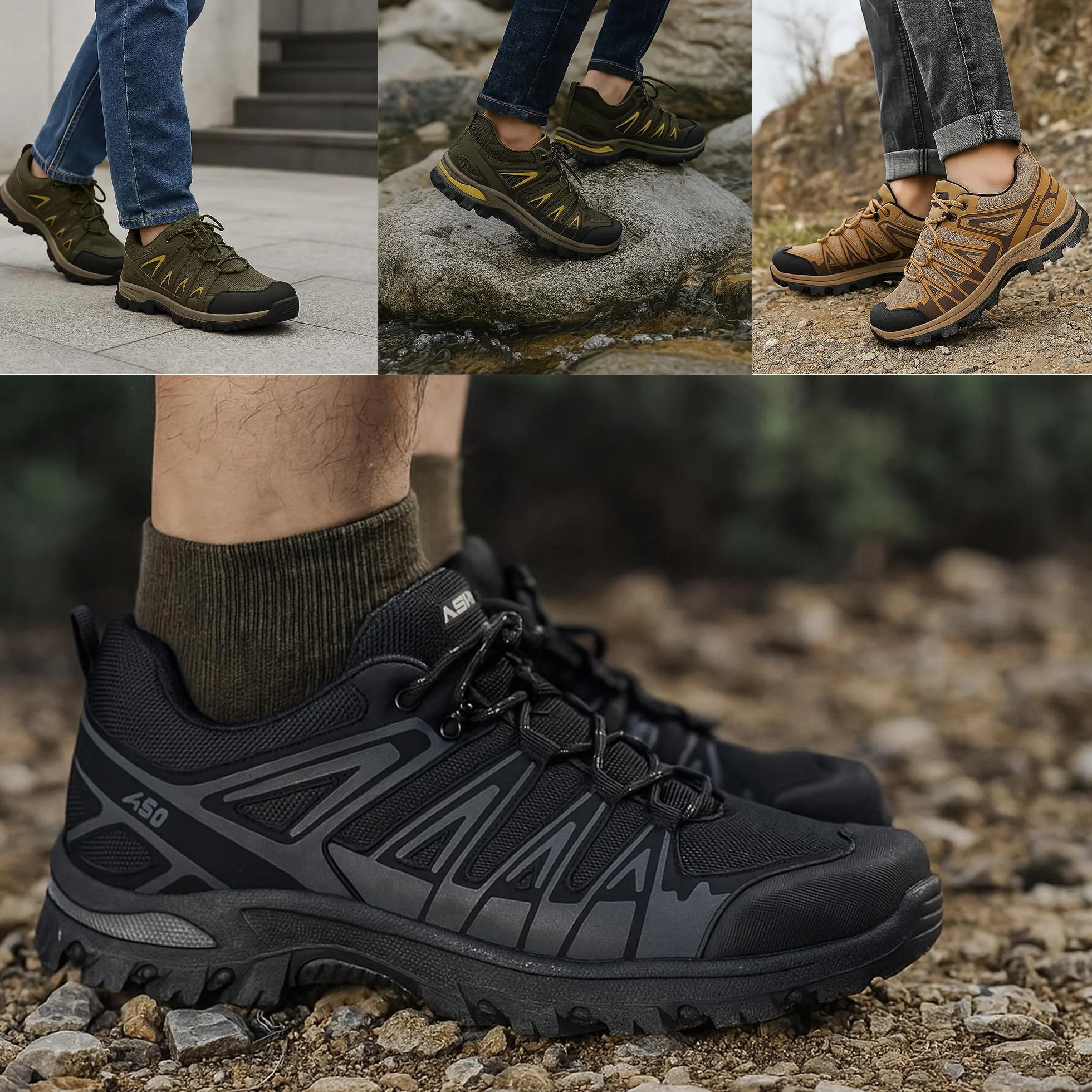 JOMIX Męskie buty trekkingowe i turystyczne, lekkie, oddychające buty sportowe, antypoślizgowe, miejskie, buty górskie do codziennego użytku