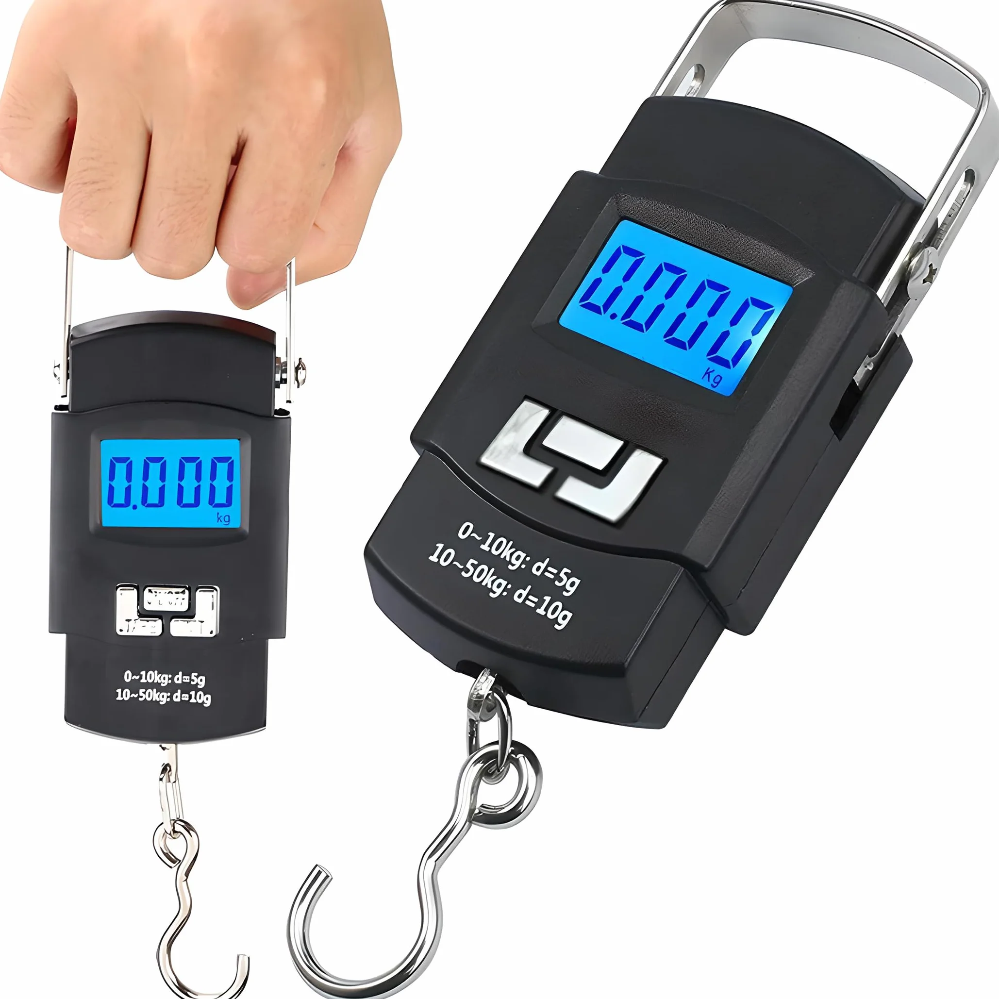 Retoo Waga cyfrowa bagażowa przenosna LCD wisząca waga podróżna z podświetlanym wyświetlaczem cyfrowym do 50 kg elektroniczna waga do użytku domowego podróż na zewnątrz funkcja tarowania walizka