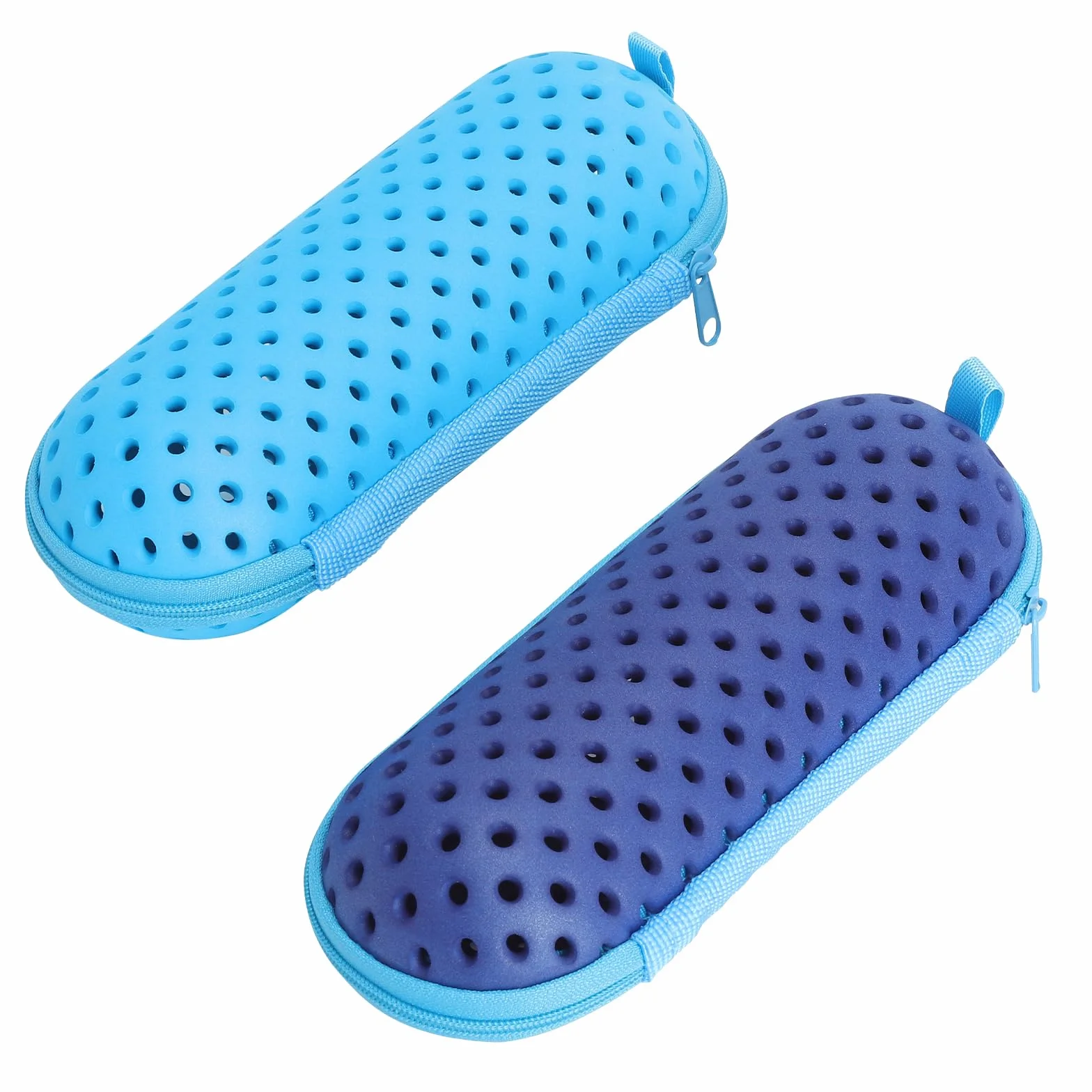 Etui na okulary pływackie, zestaw 2 sztuk, twarde etui EVA z wentylacją, do przechowywania okularów do pływania, lekkie, wodoszczelne etui na okulary, 18,5 x 7,5 cm, dla kobiet i mężczyzn