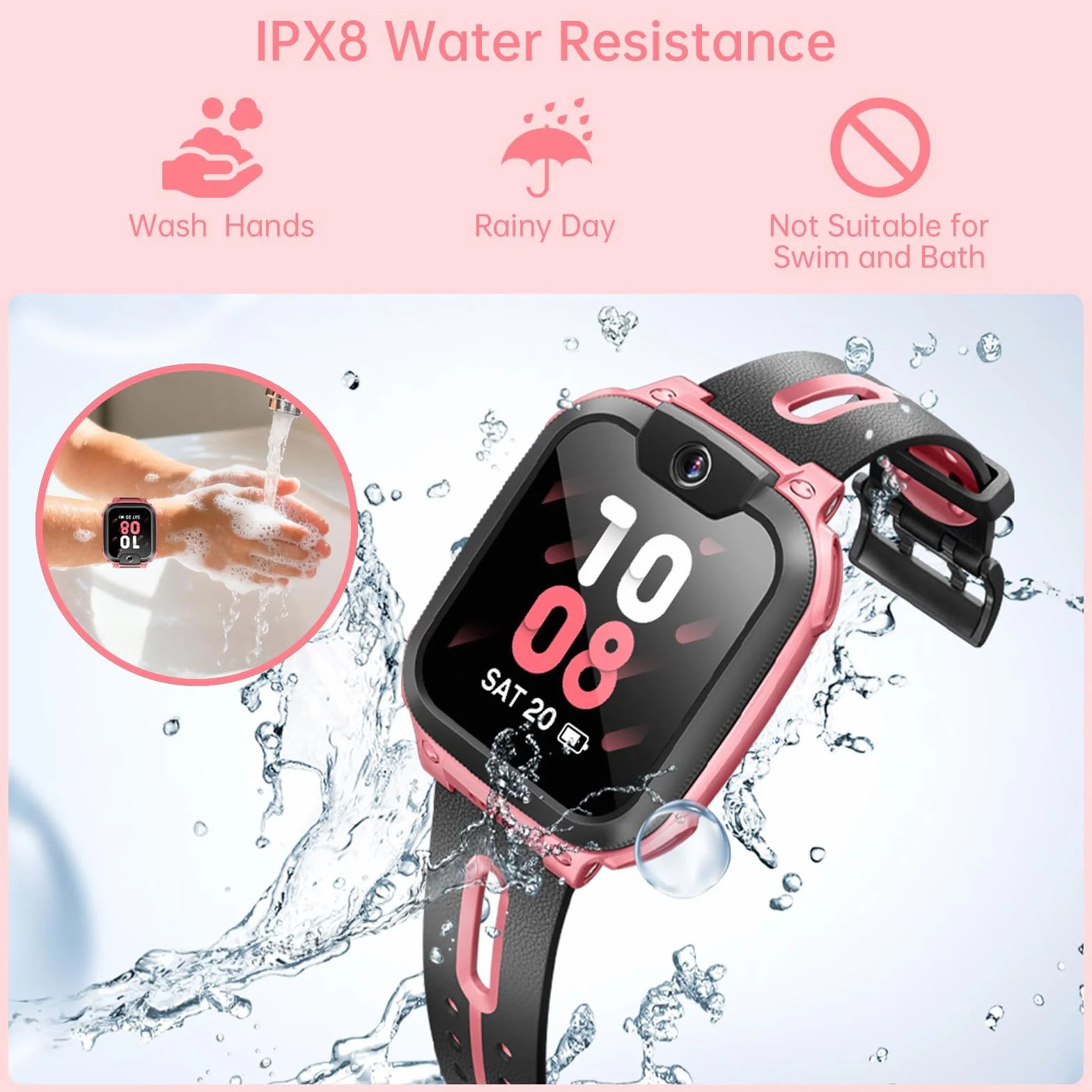 imoo Watch Phone Z1, Smartwatch dla dzieci z GPS z kartą SIM, Smartwatch dla dzieci z długotrwałym połączeniem wideo i telefonicznym, Wodoodporność IPX8 (Różowy)