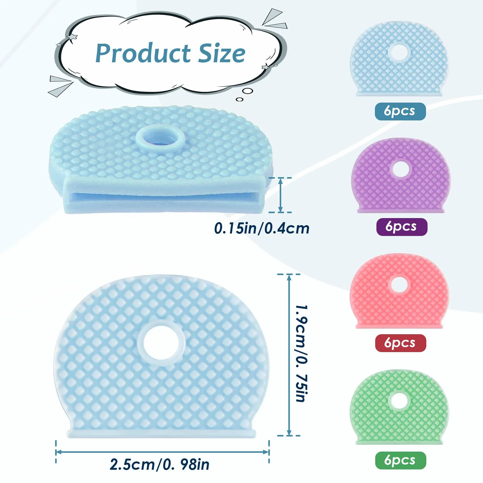 24 kolorowe miękkie gumowe etui na klucze do kluczy do domu (nie nadaje się do kluczy o dziwnym kształcie)