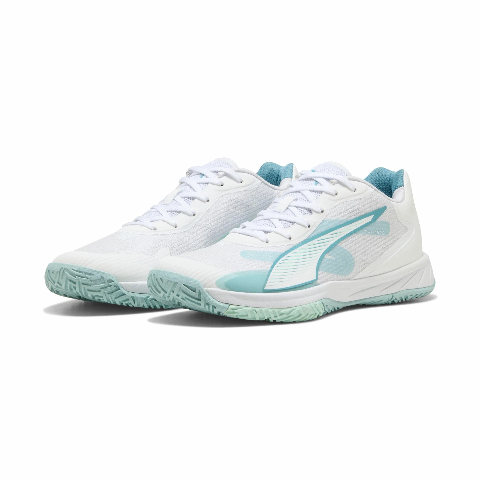 PUMA Damskie buty Accelerate Turbo 4 W+ Game ON Indoor Court, Białe-Morze Bałtyckie Niebiesko-Świeża Woda, 36 UK, Puma Białe Morze Bałtyckie Niebieski Świeża Woda, 39 EU