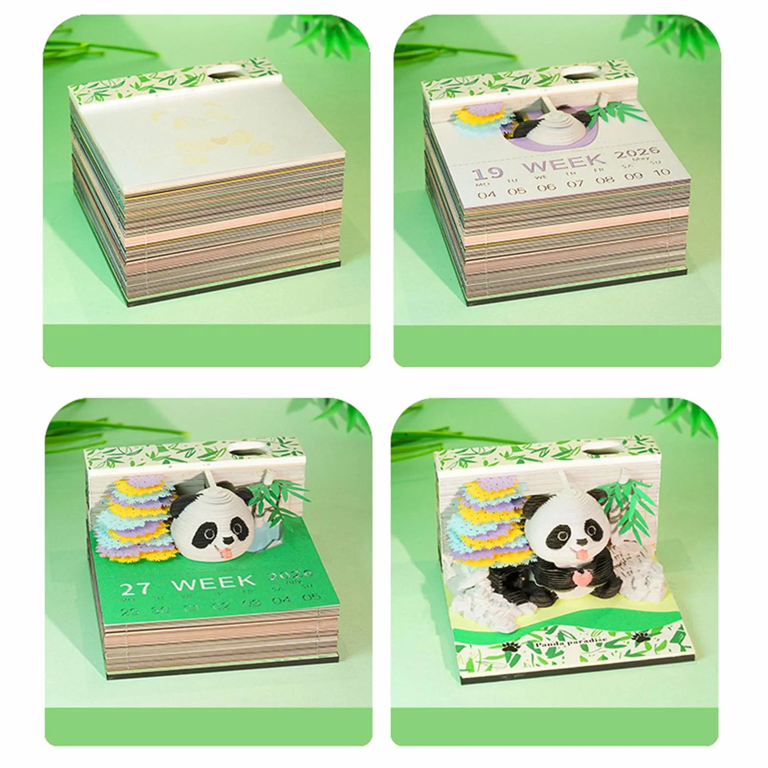 Kalendarz 3D, papier panda rze?ba notatnik, kalendarz 3D, do klasy, domu i nauczyciela, do pracy, urlop, trening fitness