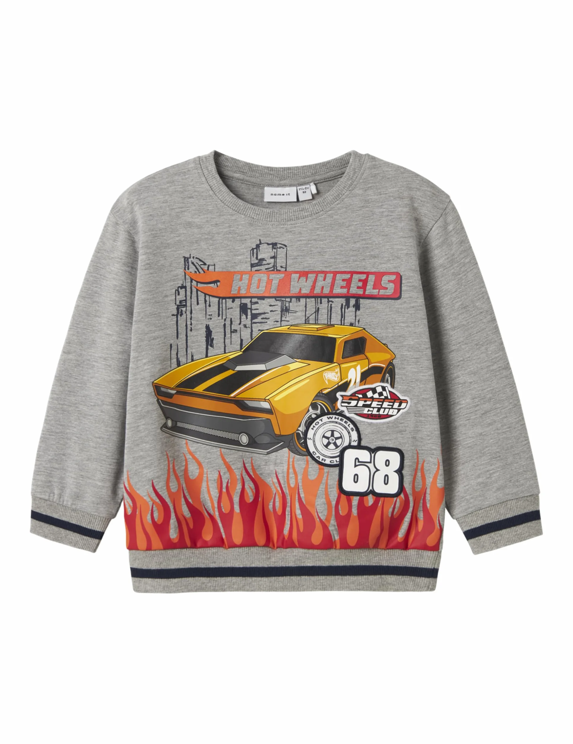 NAME IT Nmmjaki Hotwheels Nreg Sweat Unb Sky chłopięce, szary melanż, 98