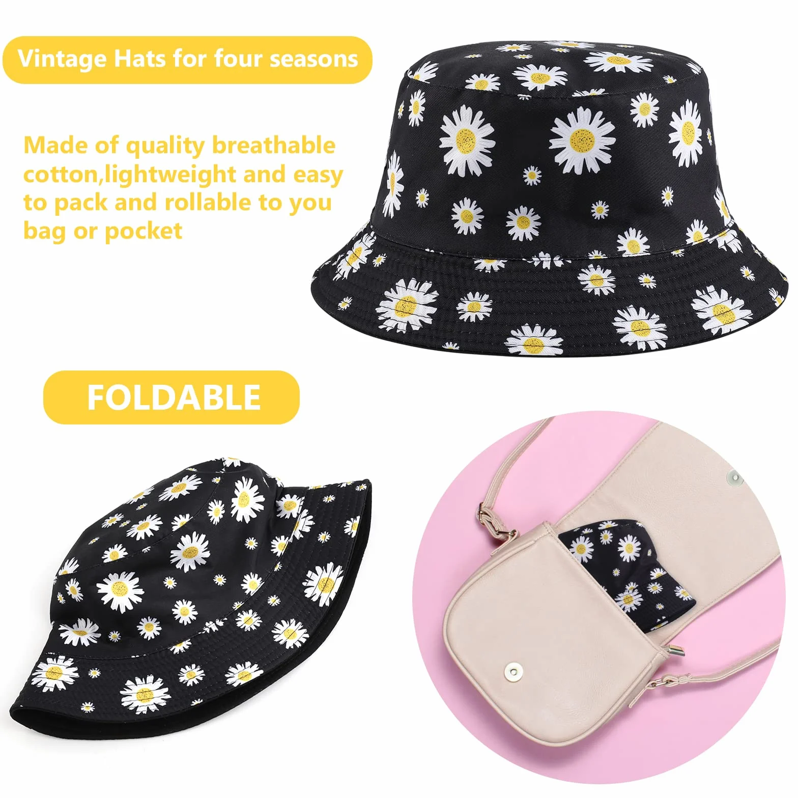 Sibba Letni kapelusz typu bucket Packable Sailor Fisherman czapki na wędkowanie golf kemping podróż duża głowa szerokie rondo ochrona przed słońcem nakrycia głowy dla mężczyzn kobiet nastolatków