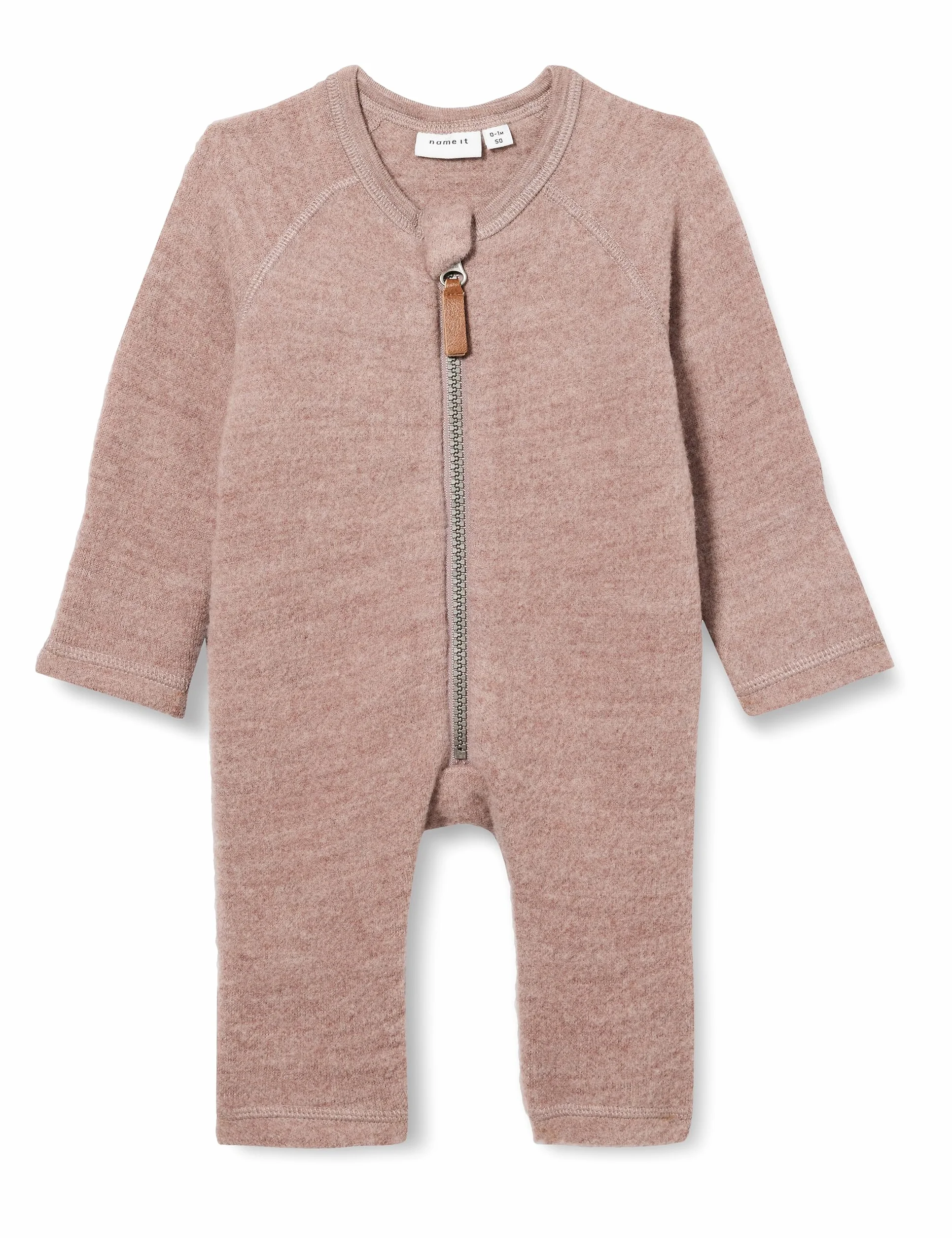 Bestseller A/S NBFWMINO Wool BRU LS Suit XXIII Jumpsuit, Antler, 80, Antler, 80 cm