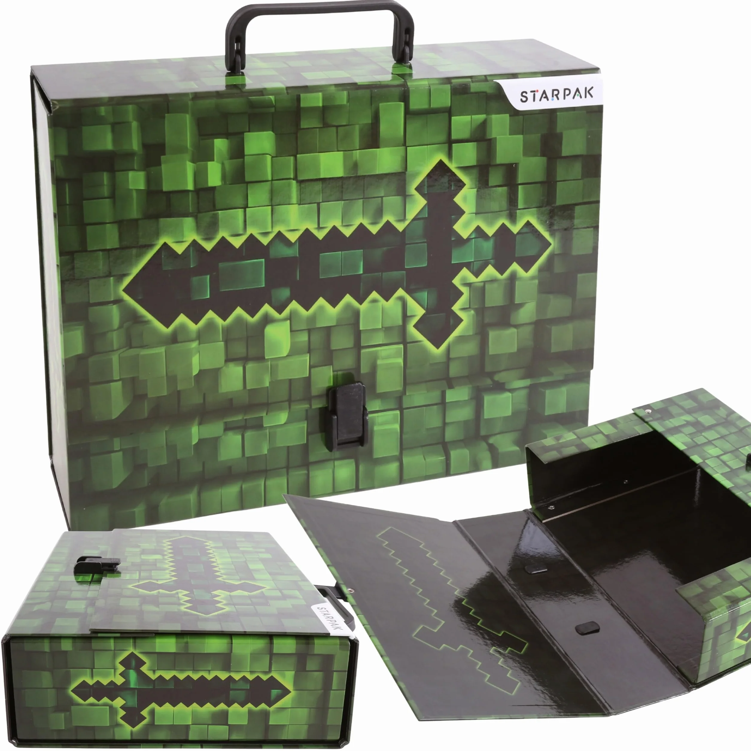 PIXEL GRUBA, szkolna teczka z rączką dla chłopca, sztywna do szkoły DLA GRACZA A4 XXL 9 cm (Pixel)