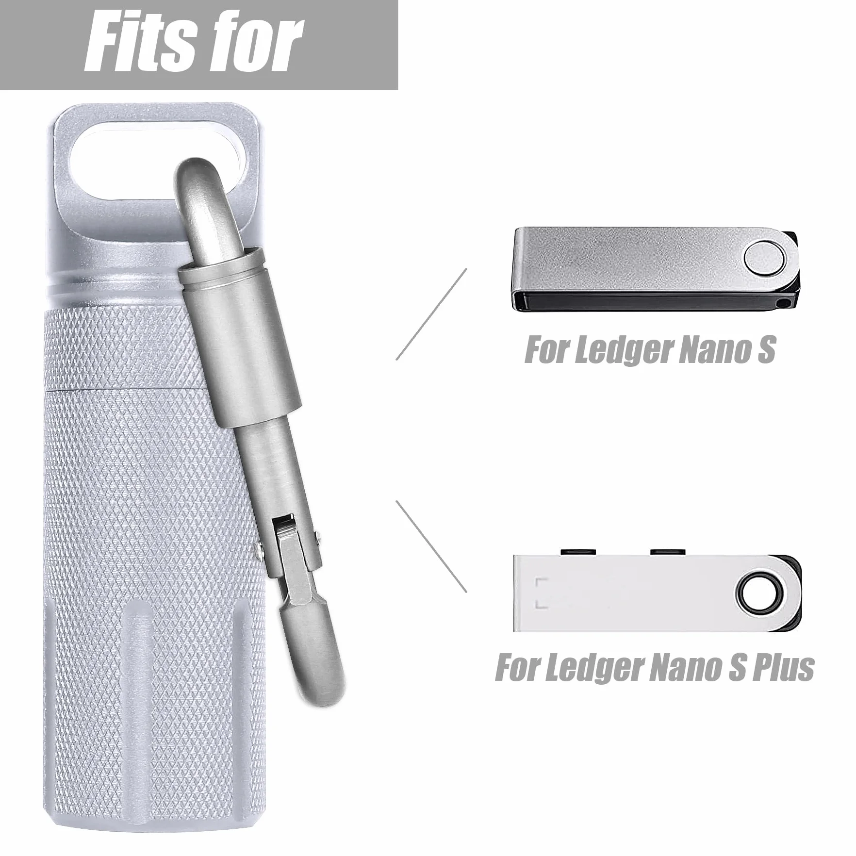 Aenllosi Etui Ledger Nano - pasuje do portfela sprzętowego Nano S/X/S Plus - stop aluminium, ognioodporne i wodoodporne - Ochronne przechowywanie zimnego portfela do kryptowalut.., Srebrny, Portfel,