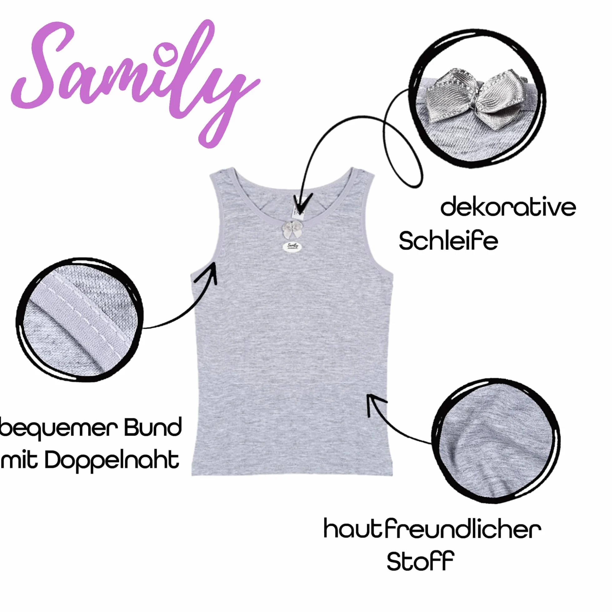 SAMILY Dziewczęce bawełniane podkoszulki Tank Top z kokardką