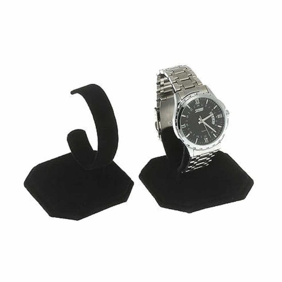 UKCOCO Uchwyt do zegarka, aksamit typ C Design biżuteria bransoletka zegarek wyświetlacz stojak stojak uchwyt (czarny)