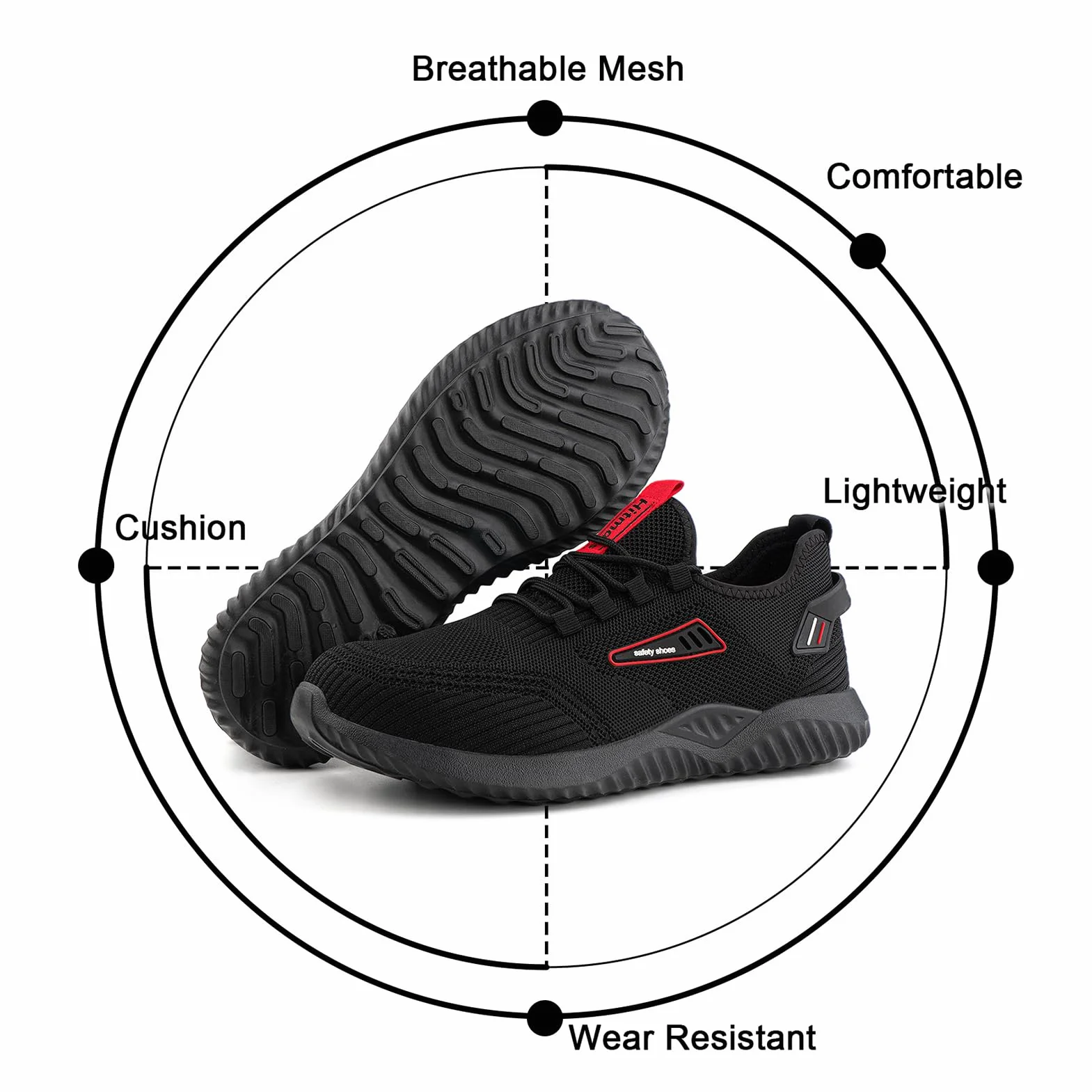 Hitmars Buty ochronne, męskie, robocze, damskie, stalowe noski, buty do gotowania, wygodne, sportowe, do kuchni, antypoślizgowe, do pracy, czarne, EU36-48