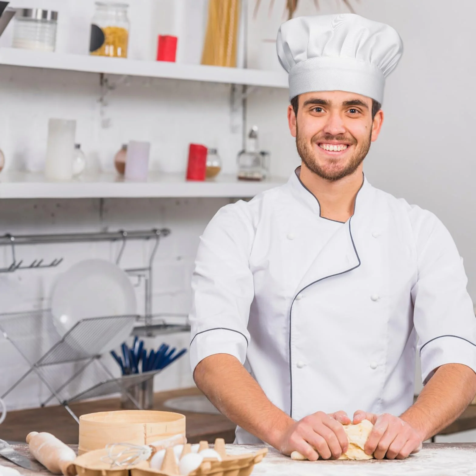Czapka kucharska Tweruna, biała, bawełniana, z regulowanym zapięciem, dla mężczyzn i kobiet, do piekarni, do domu, hotelu, restauracji, nakrycia głowy