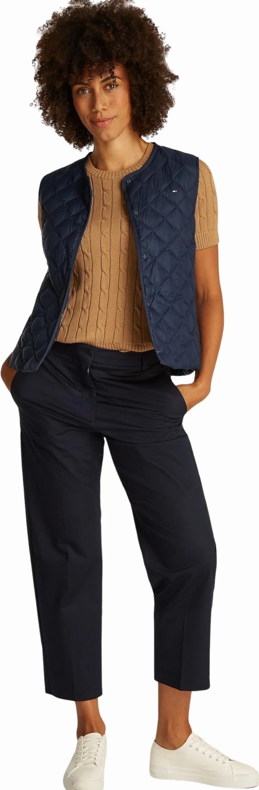 Tommy Hilfiger UL Down Pikowana kamizelka bez rękawów WW0WW43214 Kobiety Ul Down Quilt Collarless Vest Ww0ww43214