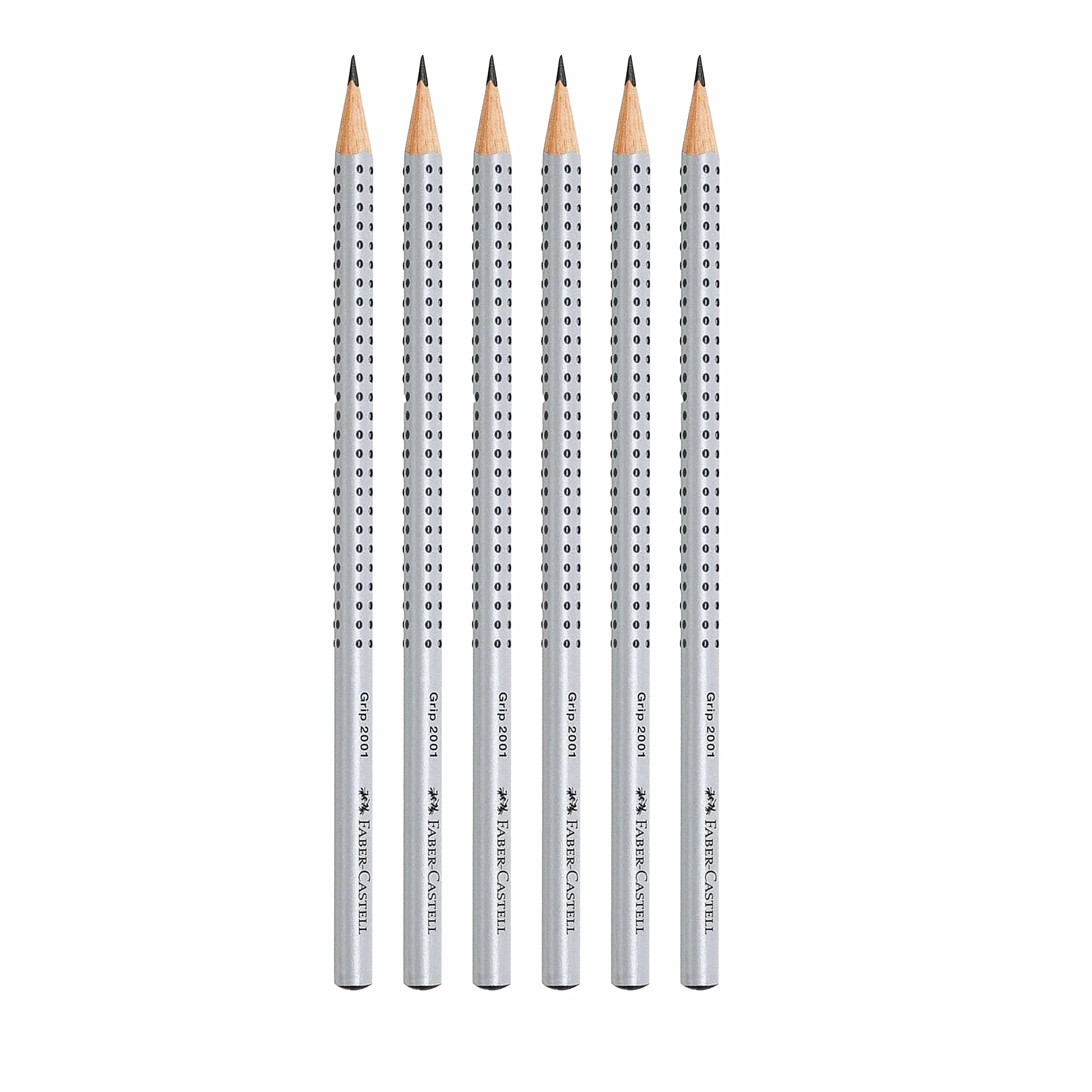 Faber-Castell Ołówek Grip 2001 w opakowaniu 6 sztuk, twardość: HB, kolor etui: srebrny srebrny 2B
