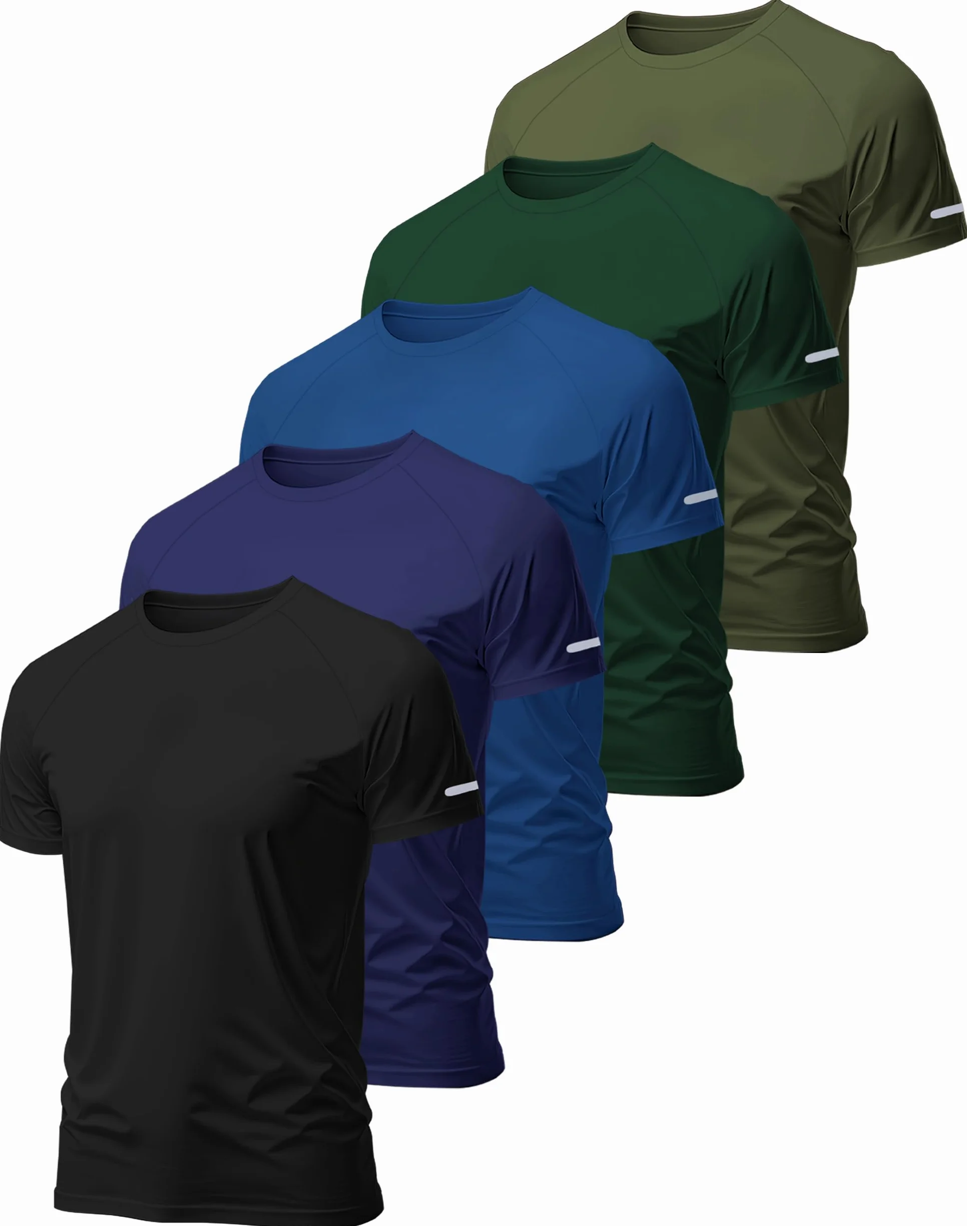 Hioutdoor Sportowe t-shirty męskie, 3 lub 5 sztuk, z krótkim rękawem, oddychające, szybkoschnące, do biegania, z krótkim rękawem, do kulturystyki