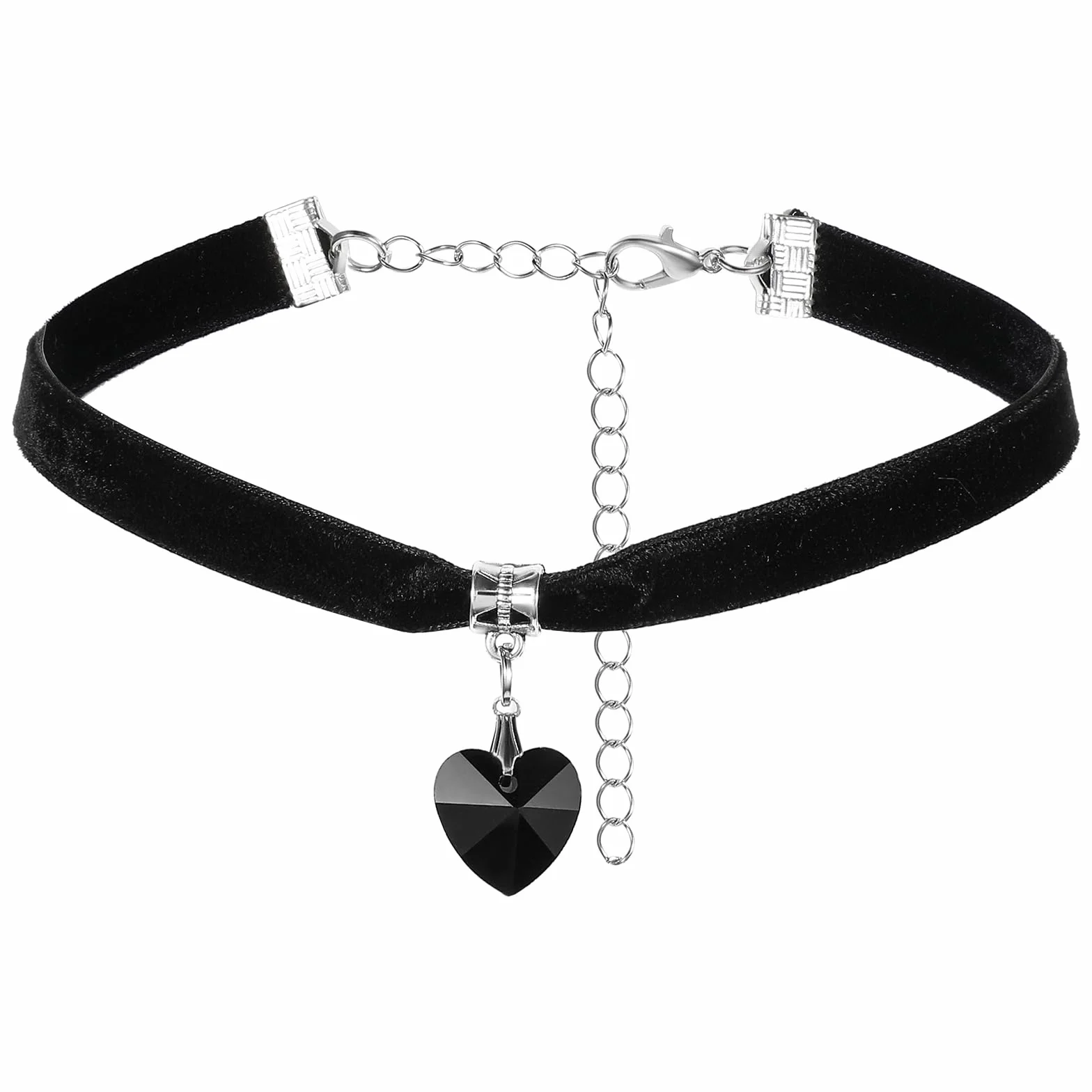 Mabor Czarny choker naszyjniki dla kobiety serce choker naszyjnik regulowany czarny aksamitny choker dla kobiet dziewcząt gotycki kołnierz łańcuszek miłość miękki Y2k estetyczny naszyjnik, flanela,
