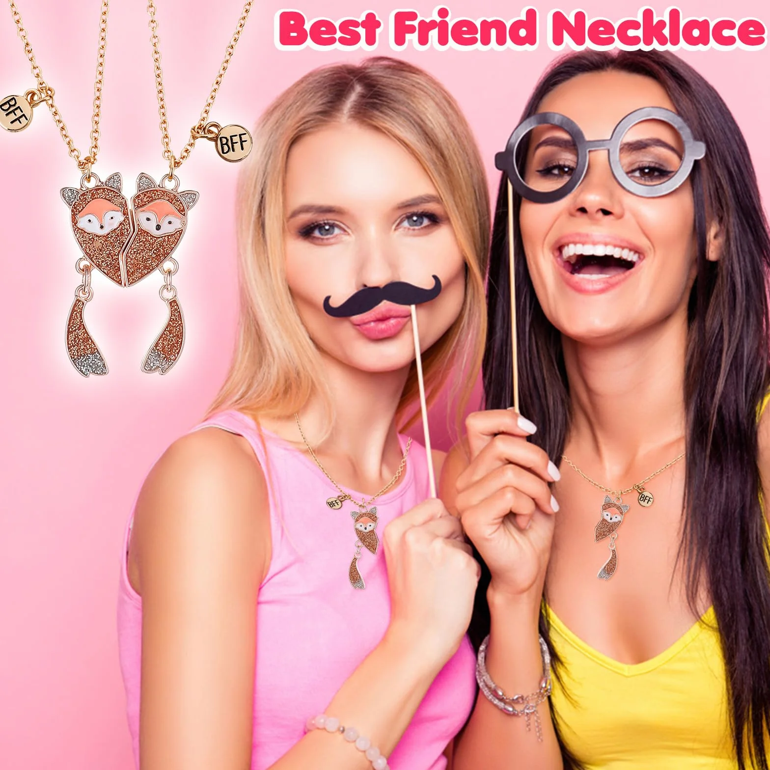 Lusofie 2 szt. Naszyjniki BFF Naszyjnik Przyjaźni Naszyjnik Zwierzę Wisiorek Łańcuch Naszyjnik Dla Dziewczyn Kobiety Urodziny Boże Narodzenie Party Biżuteria