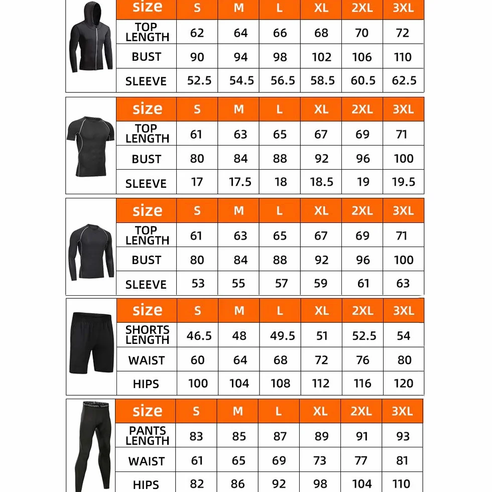 Męski dres treningowy, 5 sztuk, koszulka kompresyjna, odzież sportowa, szybkoschnąca, oddychająca, do biegania, na siłownię, fitness