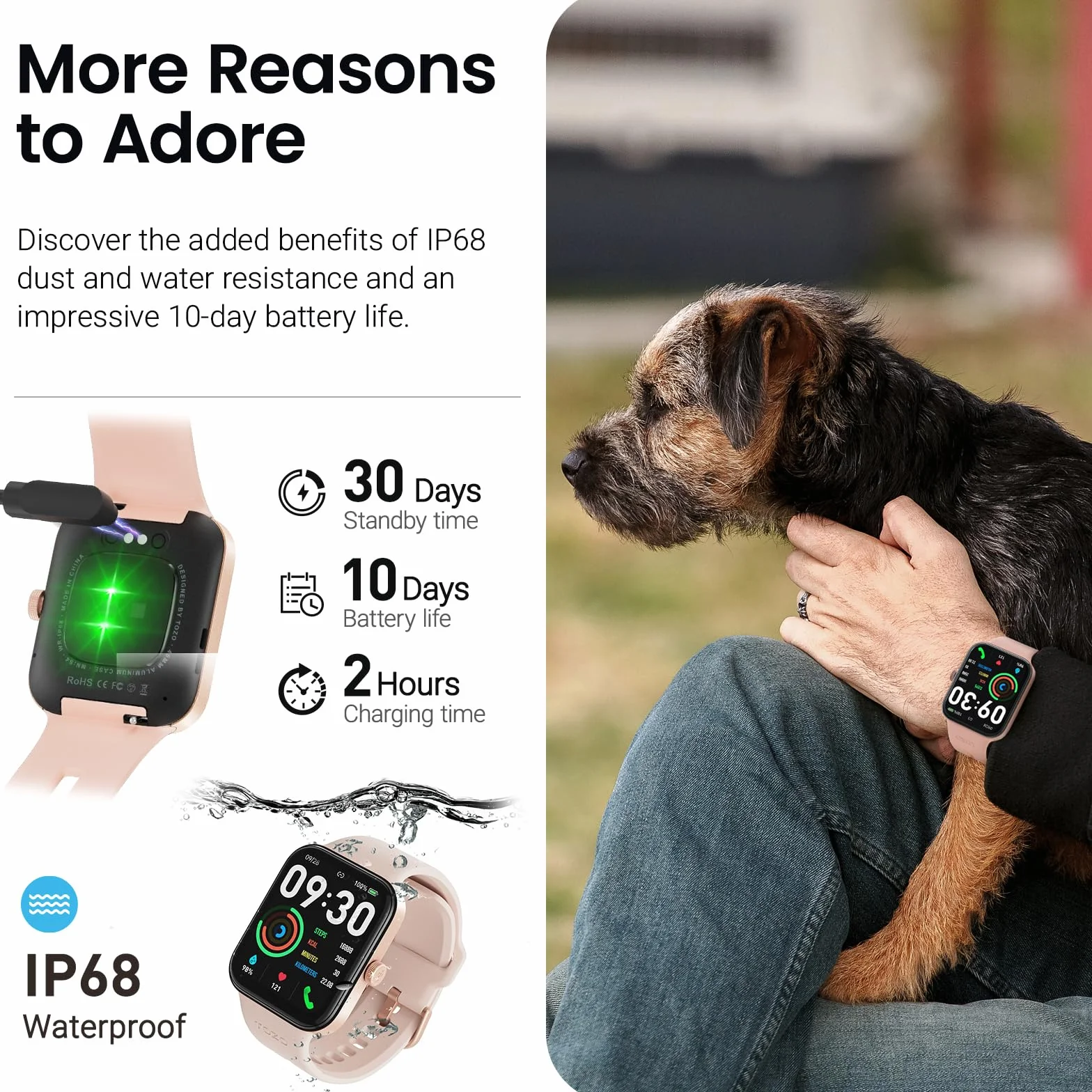 TOZO S4 AcuFit One Smart Watch Ekran AMOLED 1,78” dla mężczyzn i kobiet, Monitor fitness z wybieraniem numeru Bluetooth, Tętno i tlen we krwi, monitor snu, Wodoodporność IP68, trening dla iOS Android