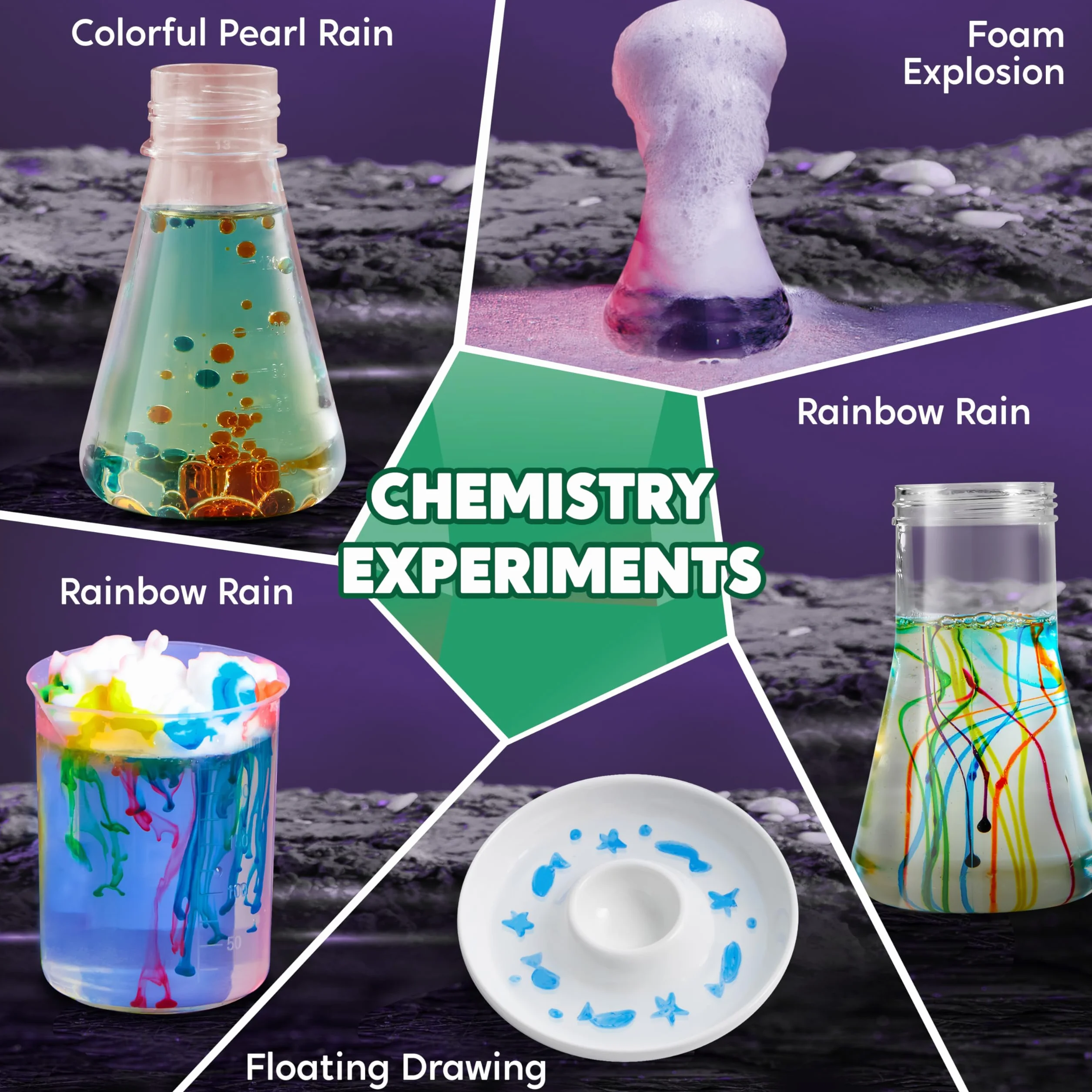 KLEVER KITS 50+ Zestawy do eksperymentów naukowych dla dzieci, STEM Toys Crystal Growing Kit dla dzieci, dwukolorowy zestaw do chemii kwiatowej, zabawki edukacyjne, prezenty dla chłopców w wieku od 6