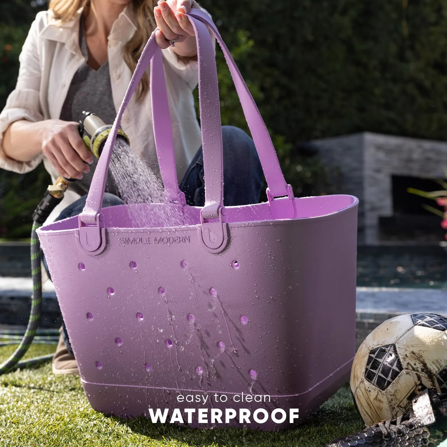 Simple Modern Torba plażowa z gumy, Purple Breeze, l
