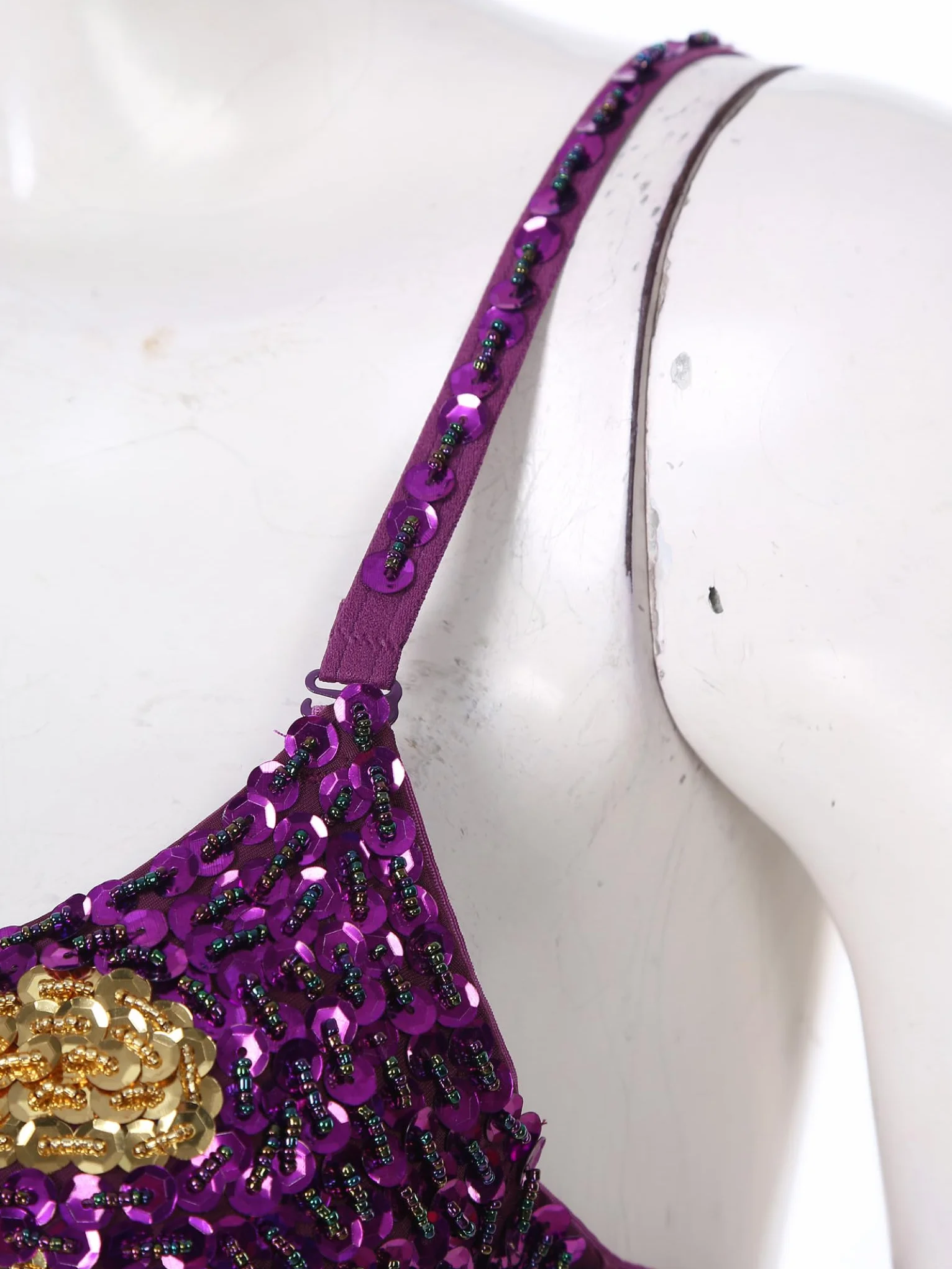Jugaoge Damski biustonosz w kształcie syrenki, błyszczące cekiny, ramiączka spaghetti, biustonosz, bikini, topy, bling, na imprezę, do gogo, stroju, klubu