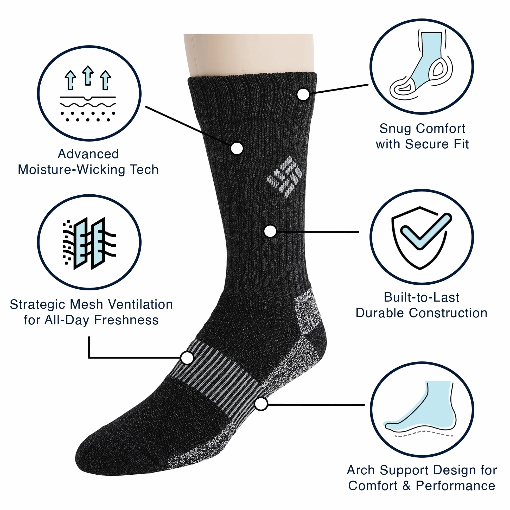 Columbia Skarpety na co dzień Mężczyźni 4 Pack Moisture Control Crew Socks (4 w zestawie)