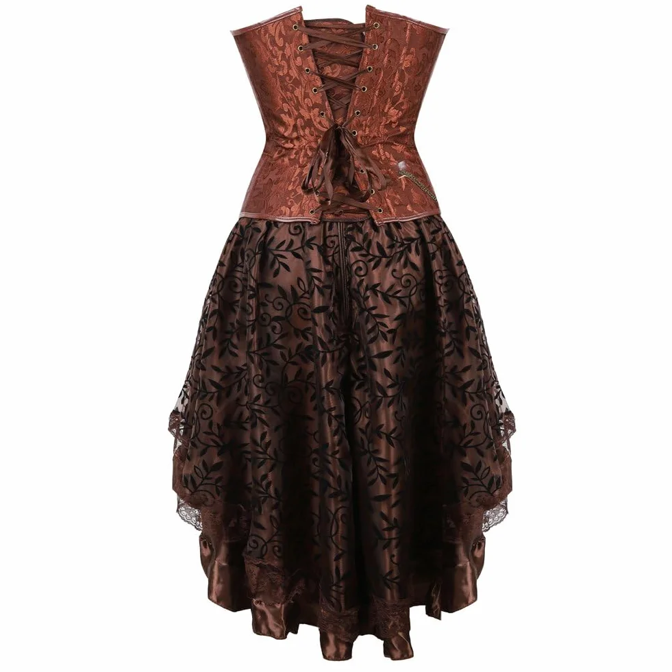Sukienka gorsetowa spódniczka tutu, zestaw gorsety dla kobiet, steampunk, gotycki, punk, skórzany, gorset, kostium pirata, Halloween, duży rozmiar