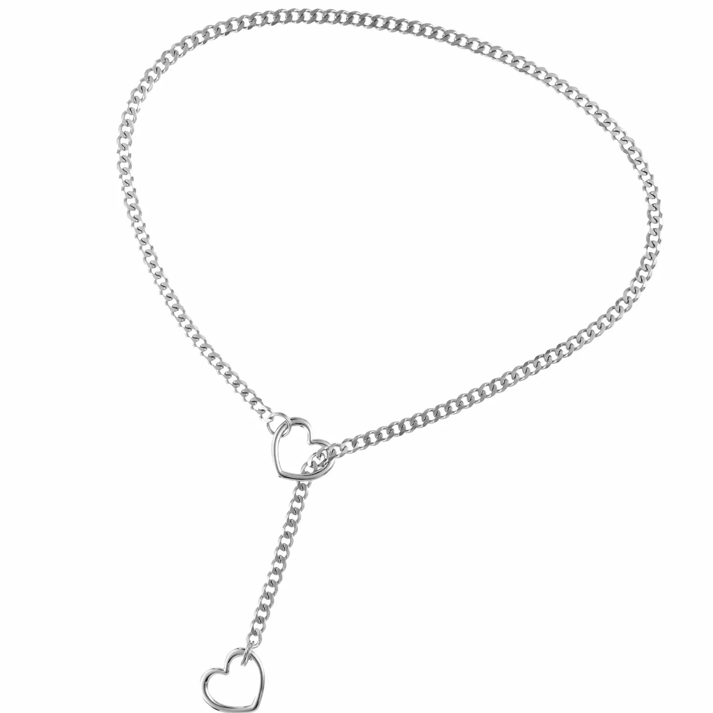 Naszyjnik z Serduszkiem, Regulowany Y Gruby Lancuszek z Kolnierzem Punk Rockowym Kubanski Choker Typu Slip Chain dla Kobiet Mezczyzn