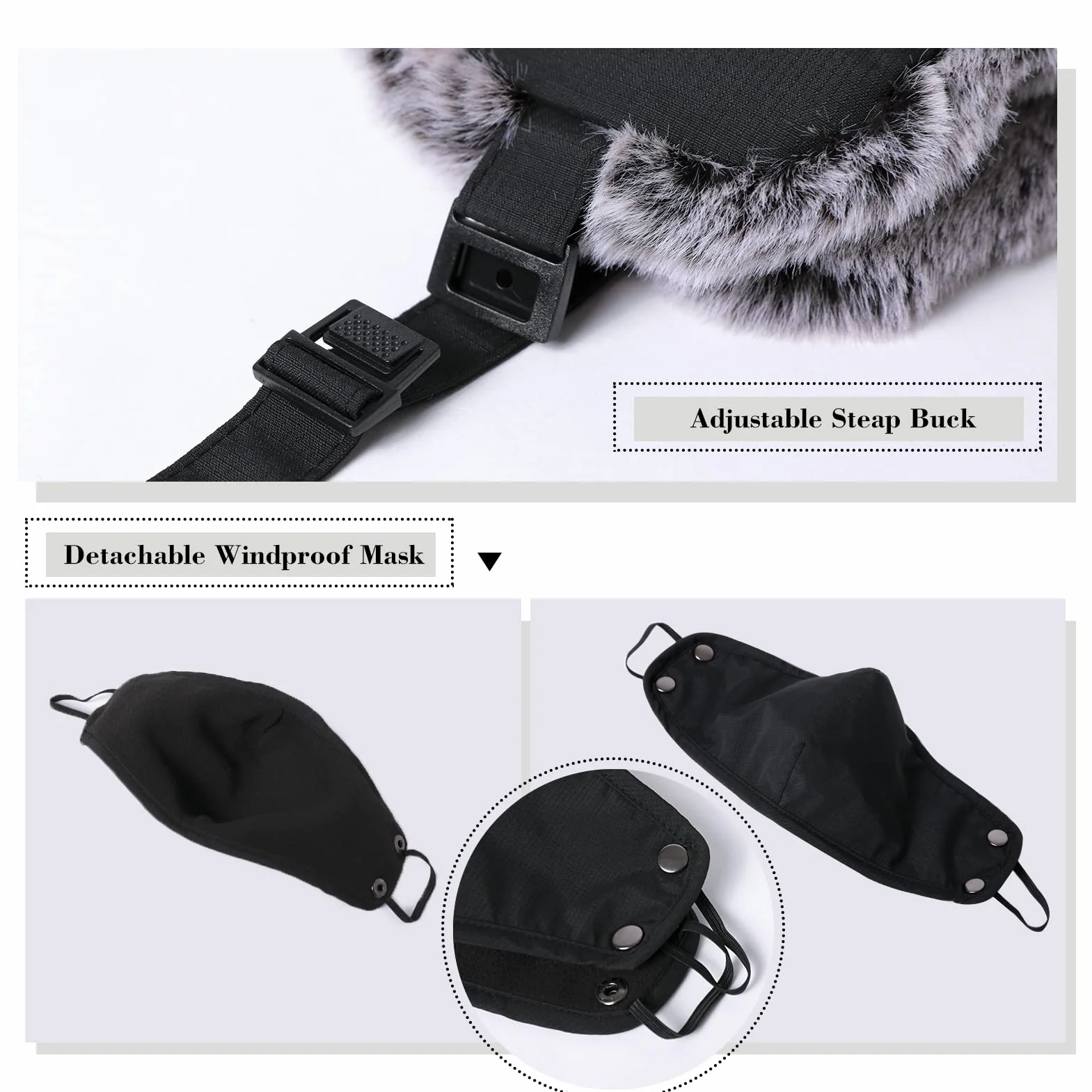 Topex XL/XXL wodoszczelna czapka lotnicza, męska czapka zimowa, ciepła czapka traperska z nausznikami, futrzana czapka rosyjska