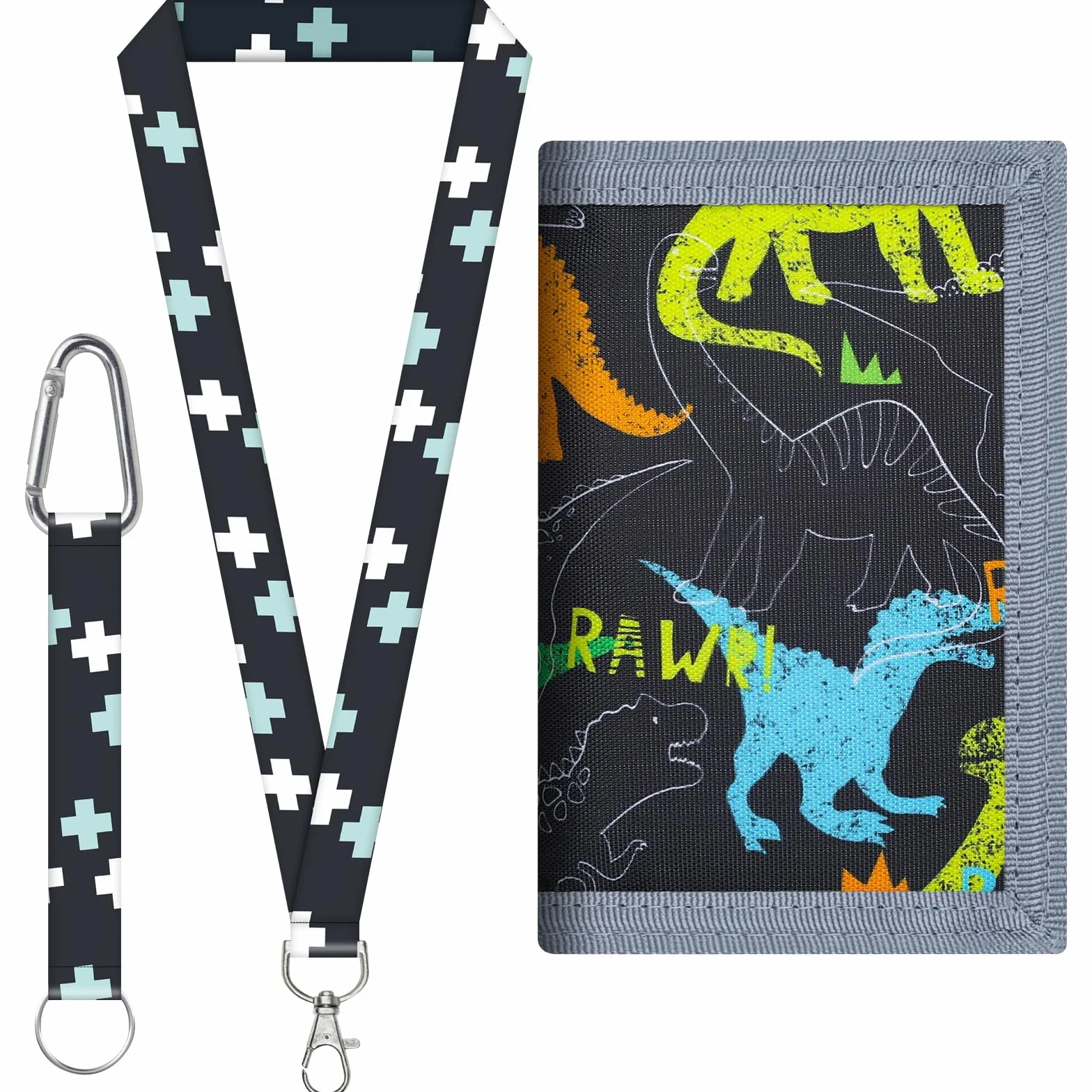 PLUSHCEWT Dinozaur dziecięcy portfel, wodoodporny portfel z zamkiem błyskawicznym Trifold, oryginalny portfel dla chłopców i dziewcząt, prezenty urodzinowe dla dzieci od 4 do 18, B, as shown