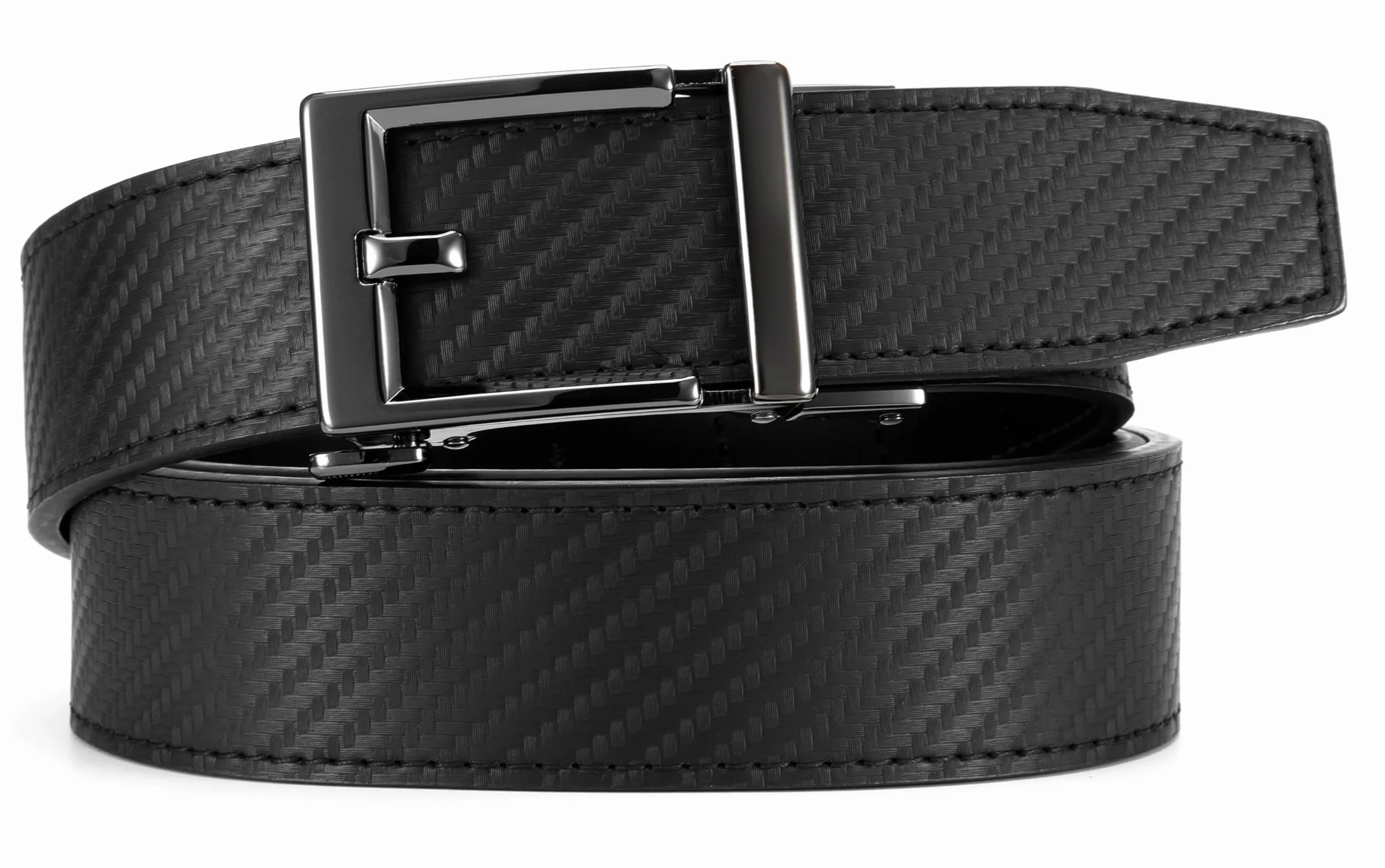 CHAOREN Automatyczny pasek męski, skórzany pasek z grzechotką, bez otworów, do biznesu, swobodny garnitur 35 mm, z szybkim zapięciem, pasek Buckley Belt, męski rozmiar dopasowany
