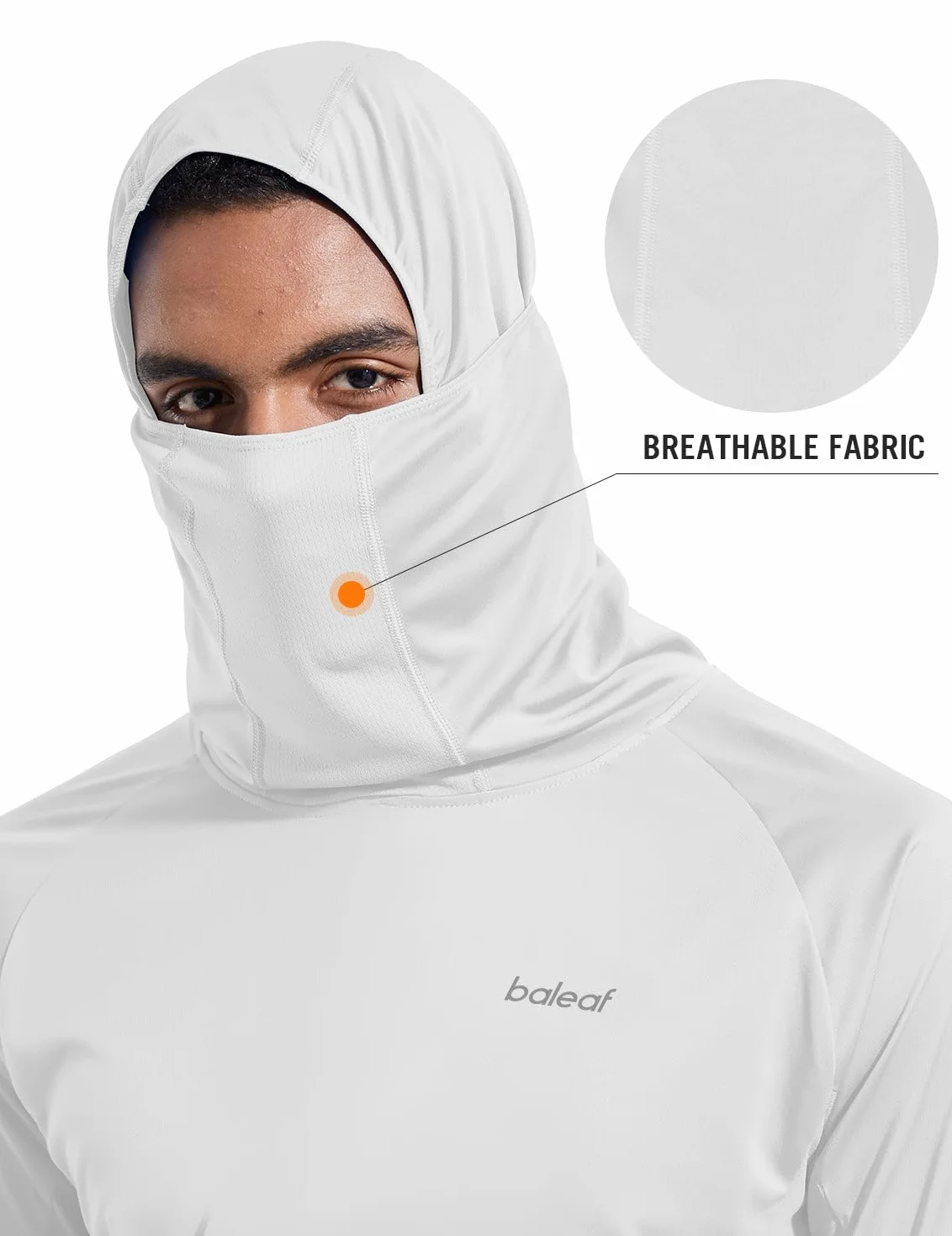 BALEAF Rashguard męska koszulka UV z długim rękawem UPF 50+ bluza z kapturem, lekka, z otworem na kciuk, do biegania, surfowania, wędkowania, wędkowania