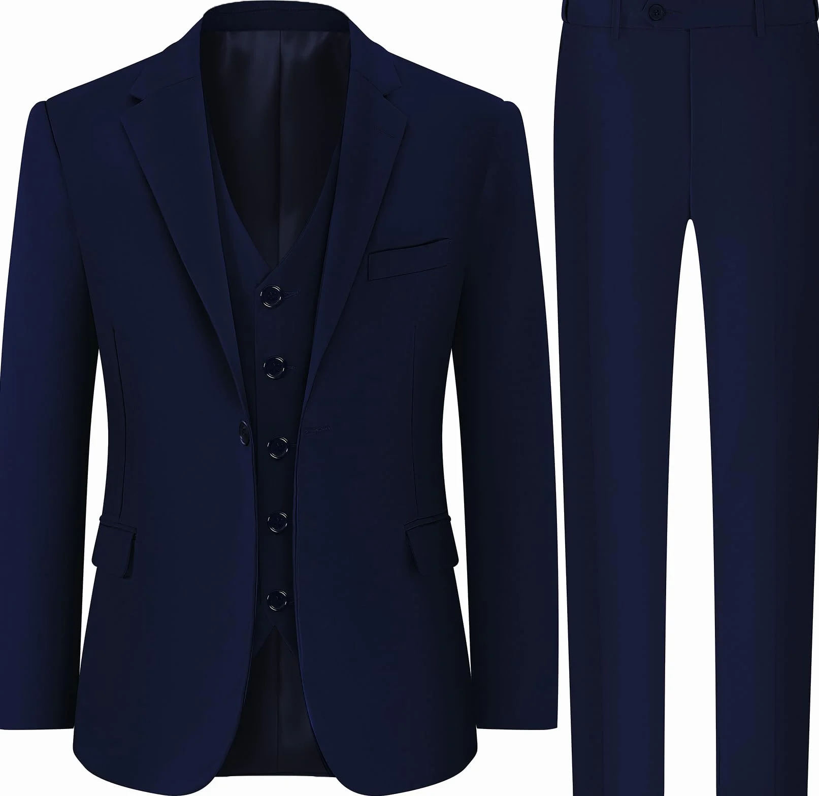 mintgreen Męski garnitur ślubny 3-częściowy garnitur biznesowy slim fit z jednym przyciskiem, jednolity kolor, marynarka, kamizelka i spodnie