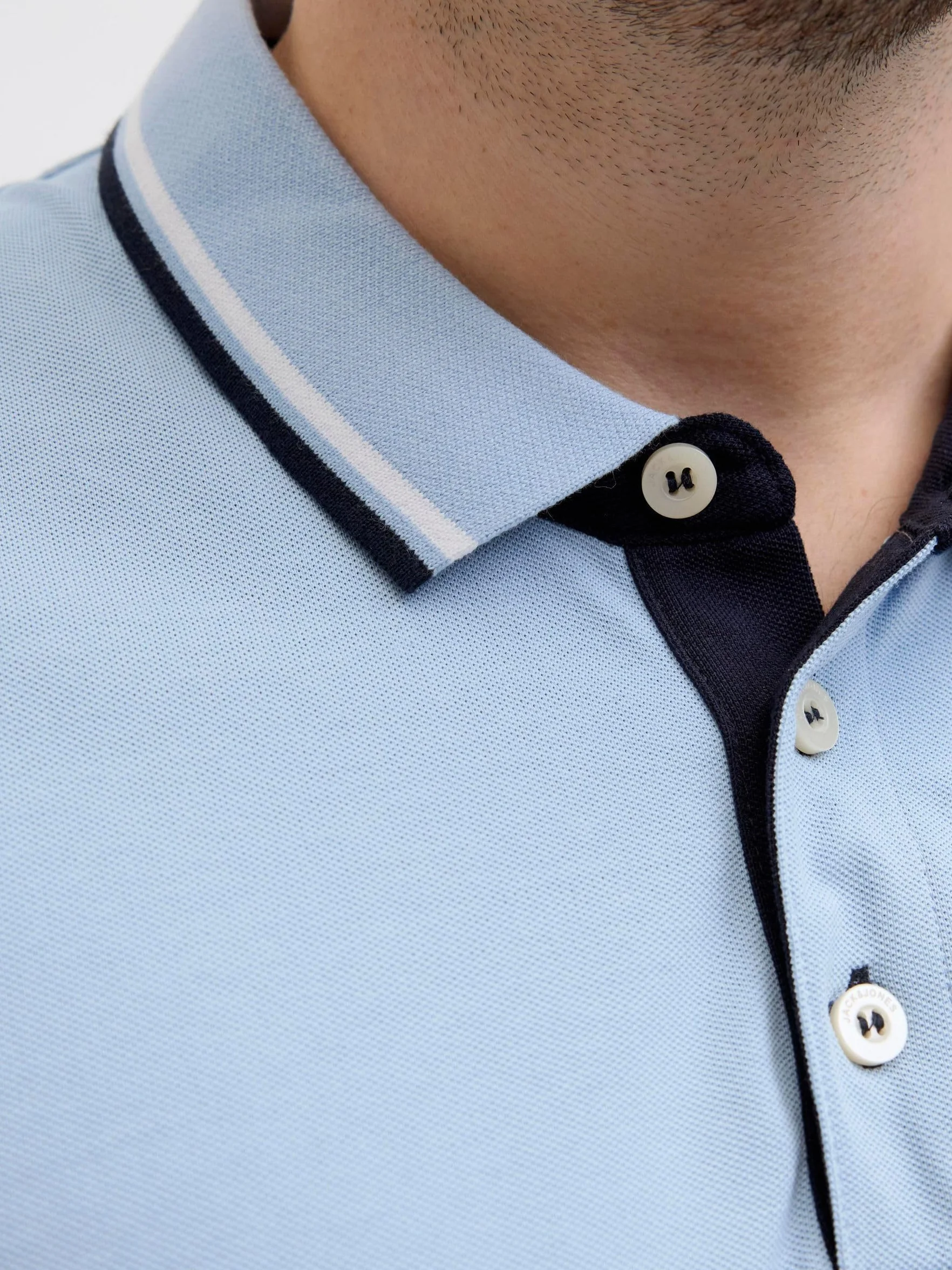 JACK&JONES PLUS JJEPAULOS Polo SS NOOS PLS, Chambray Blue/Szczegóły: play, 4XL