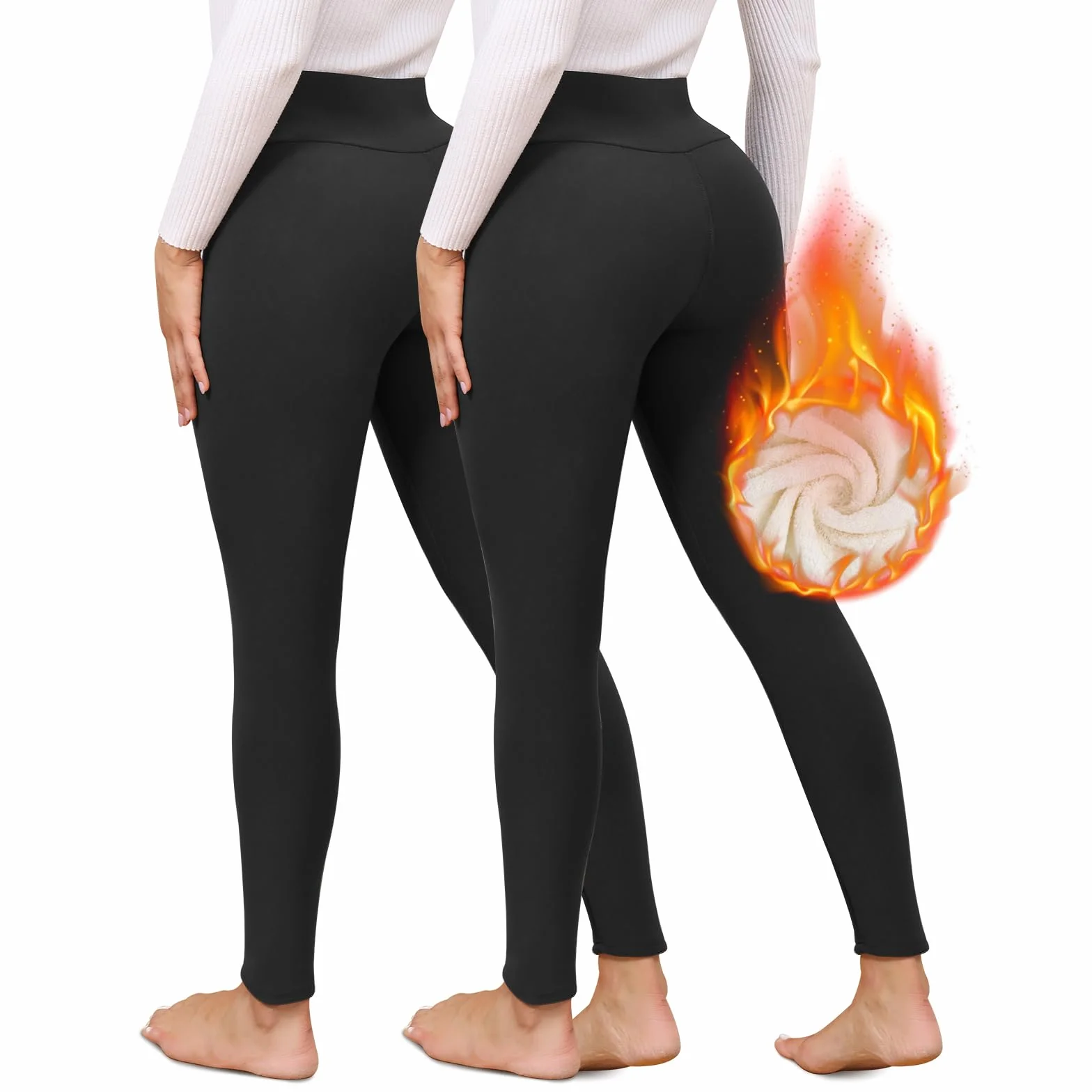 Damskie legginsy z podszewką polarową z wysokim stanem zimowe termiczne rajstopy treningowe do jogi dla kobiet